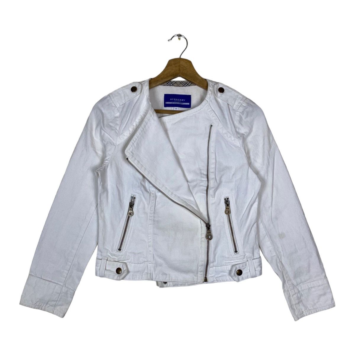 image of Burberry London Blue Label Rockabilly Punk Womenswear Crop in White, Women's (Size XS)