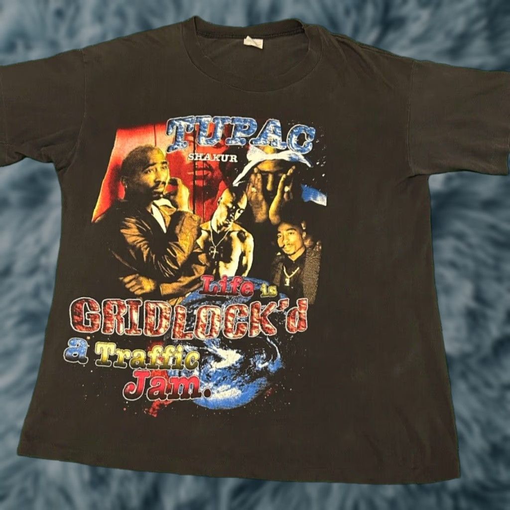 VINTAGE Tupac 90s Rap T-Shirt Mens XL Black Hip Hop Music Vintage