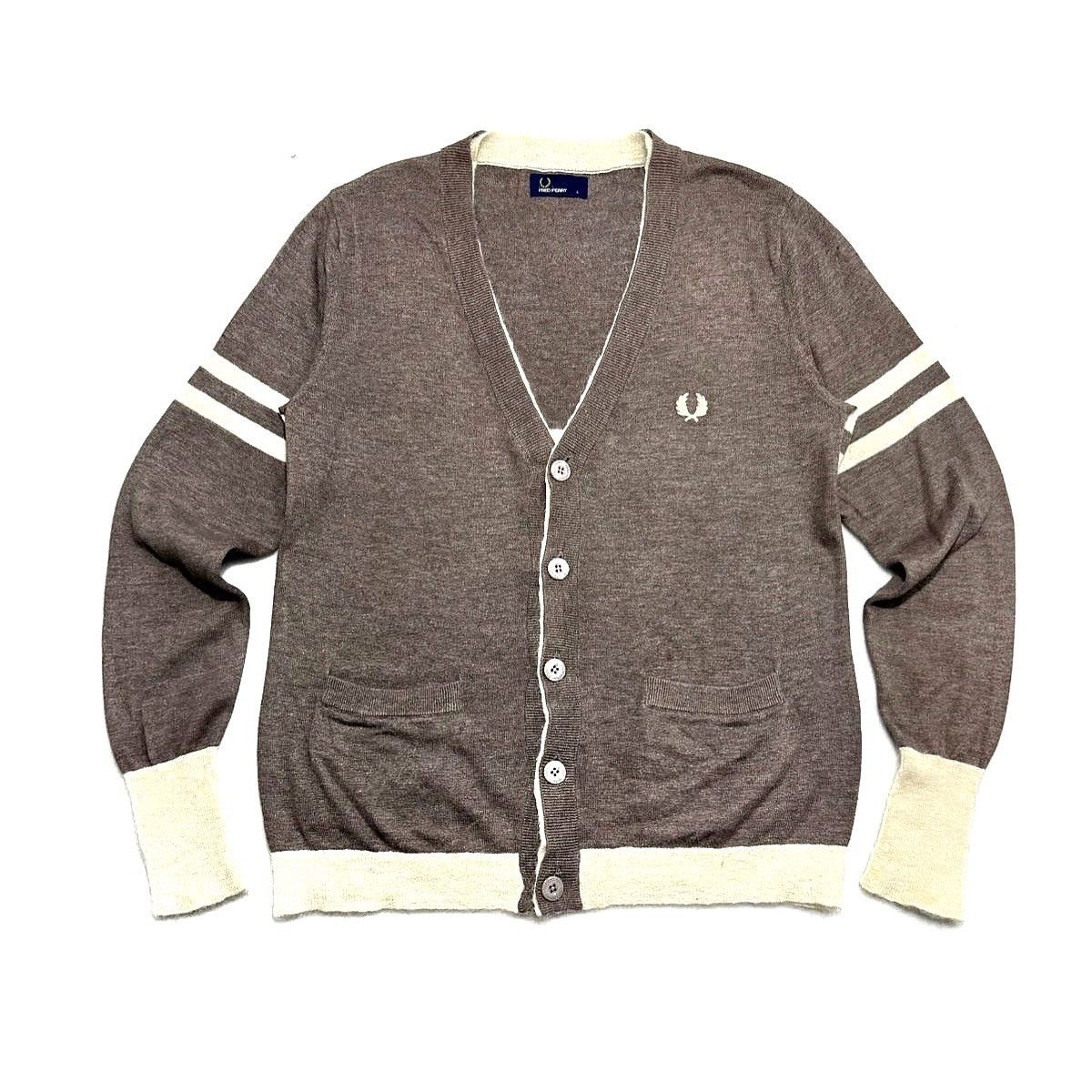 Fred Perry Fredperry Fred perry Cardigan Knitwear brown beige cream Size US L / EU 52-54 / 3 - 1 Thumbnail