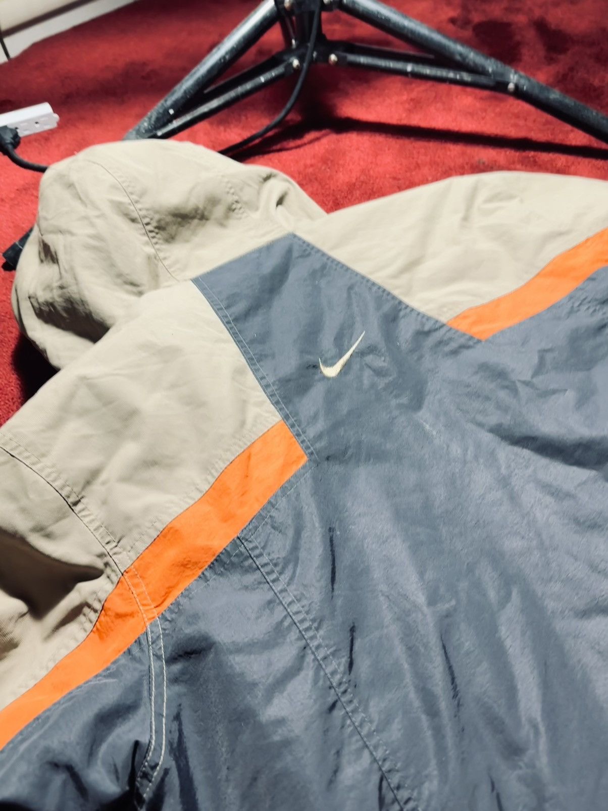 Nike × Vintage Vintage Y2K Nike Jacket Large windbreaker Coat Check Orange Size US L / EU 52-54 / 3 - 5 Thumbnail