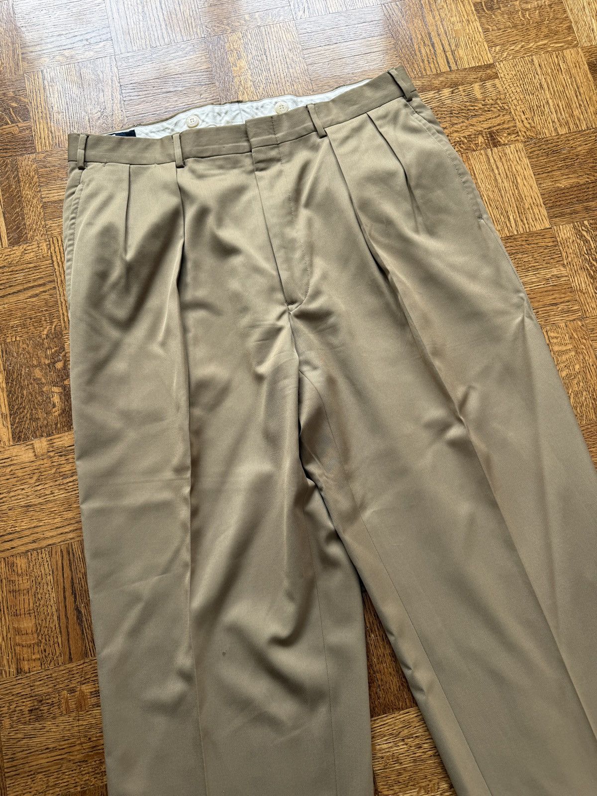 Polo Ralph Lauren Vintage 80s Polo Ralph Lauren Pleated Khaki Trousers Size US 35 - 3 Thumbnail