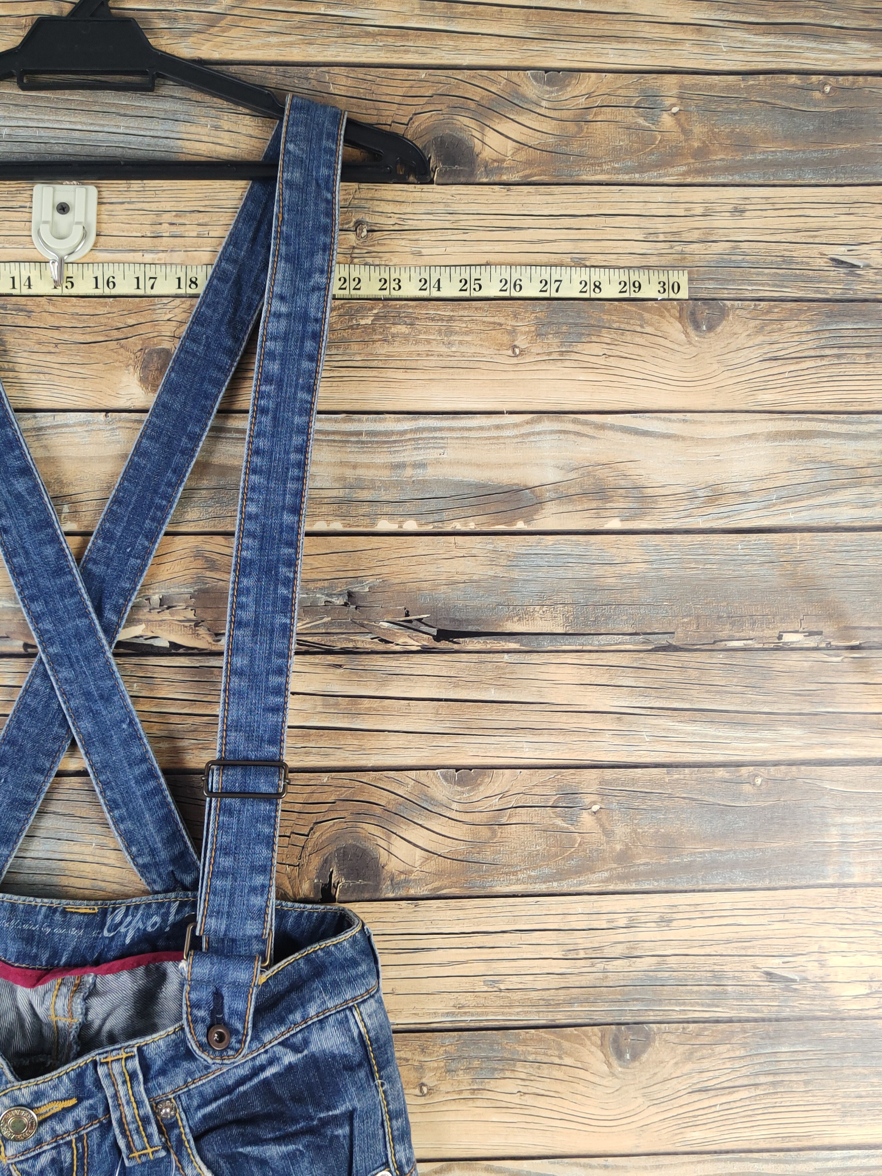 Japanese Brand DL Japanese Brand Blue Distressed Suspender Jeans #1082 Size 28" / US 6 / IT 42 - 4 Thumbnail