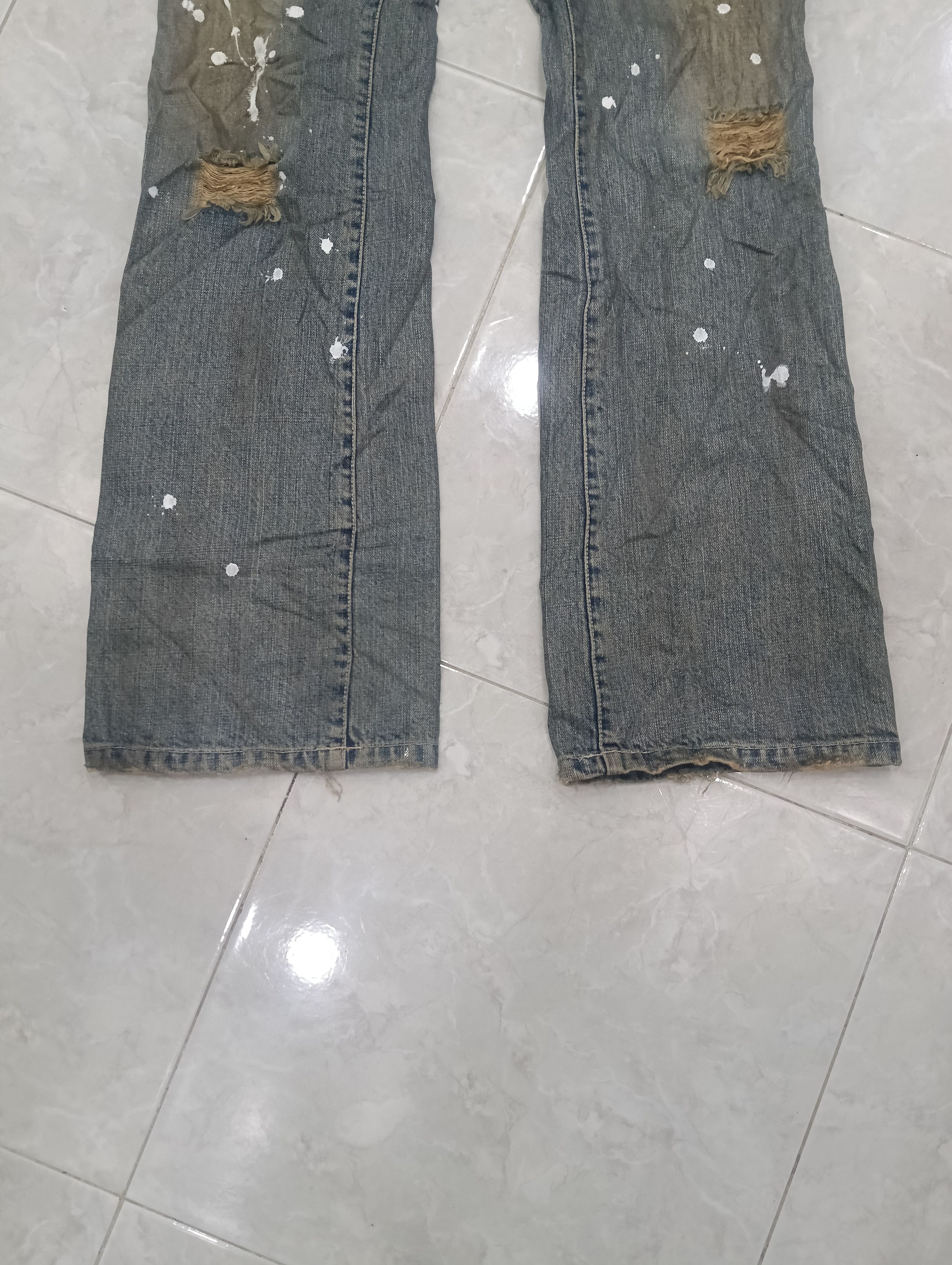 Issey Miyake Tete Homme Thrashed Sick Denim Studded Bootcut Size 33" - 4 Thumbnail