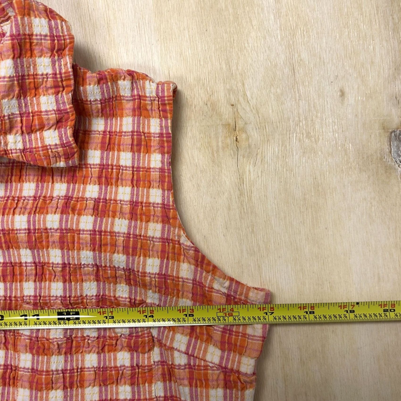 Faded Glory Faded Glory Button Up Shirt Womens Small Orange Plaid Sleeveless Stretch Top Shirt Size S / US 4 / IT 40 - 3 Thumbnail