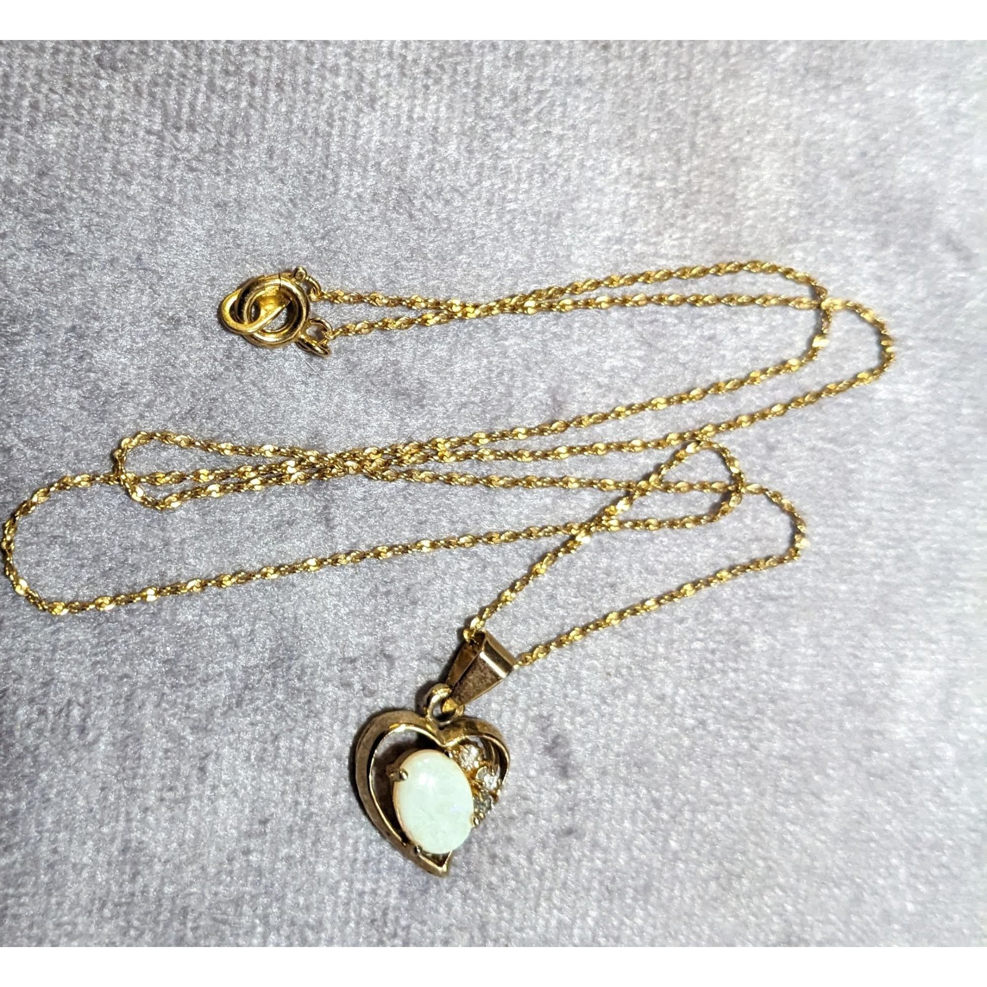 Other Nakagawa Corporation Gold Tone Opal Gemmed Heart Necklace Size ONE SIZE - 15 Thumbnail