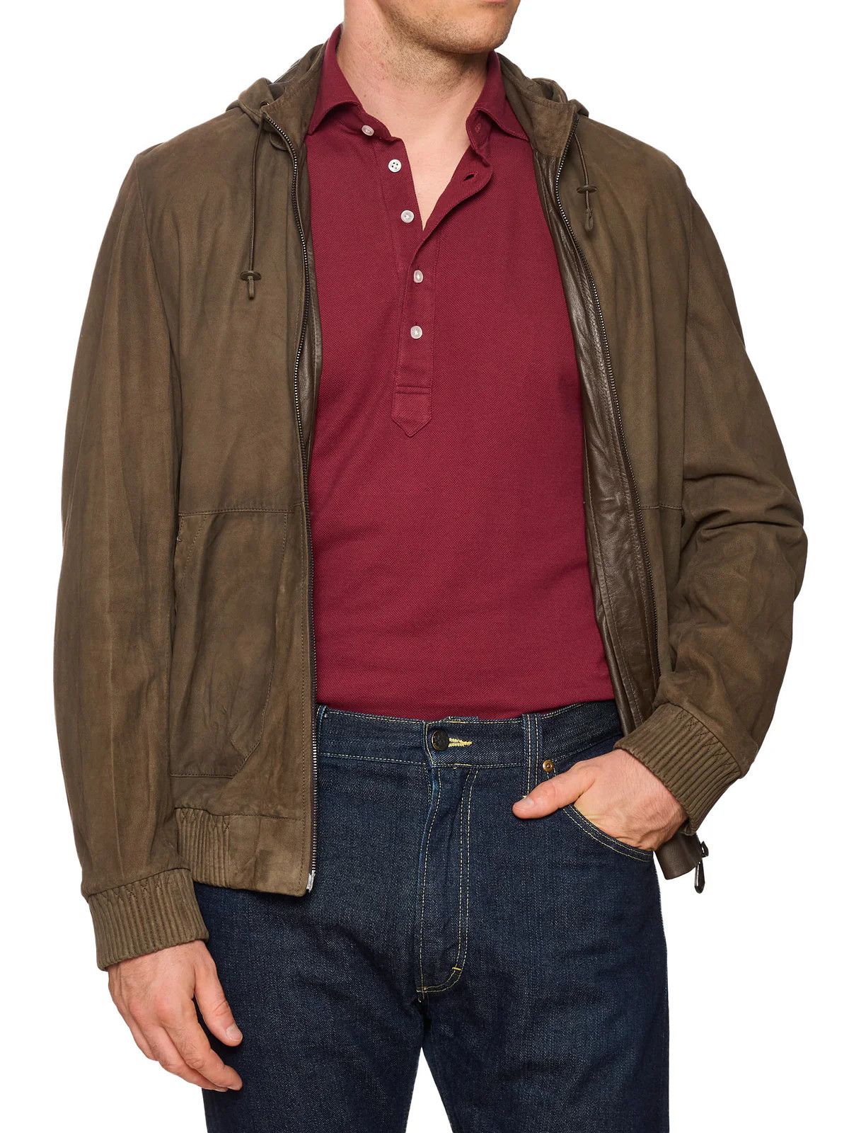 Berluti BERLUTI Packable Khaki Nubuck Lambskin Leather Hooded Jacket Size US M / EU 48-50 / 2 - 3 Thumbnail