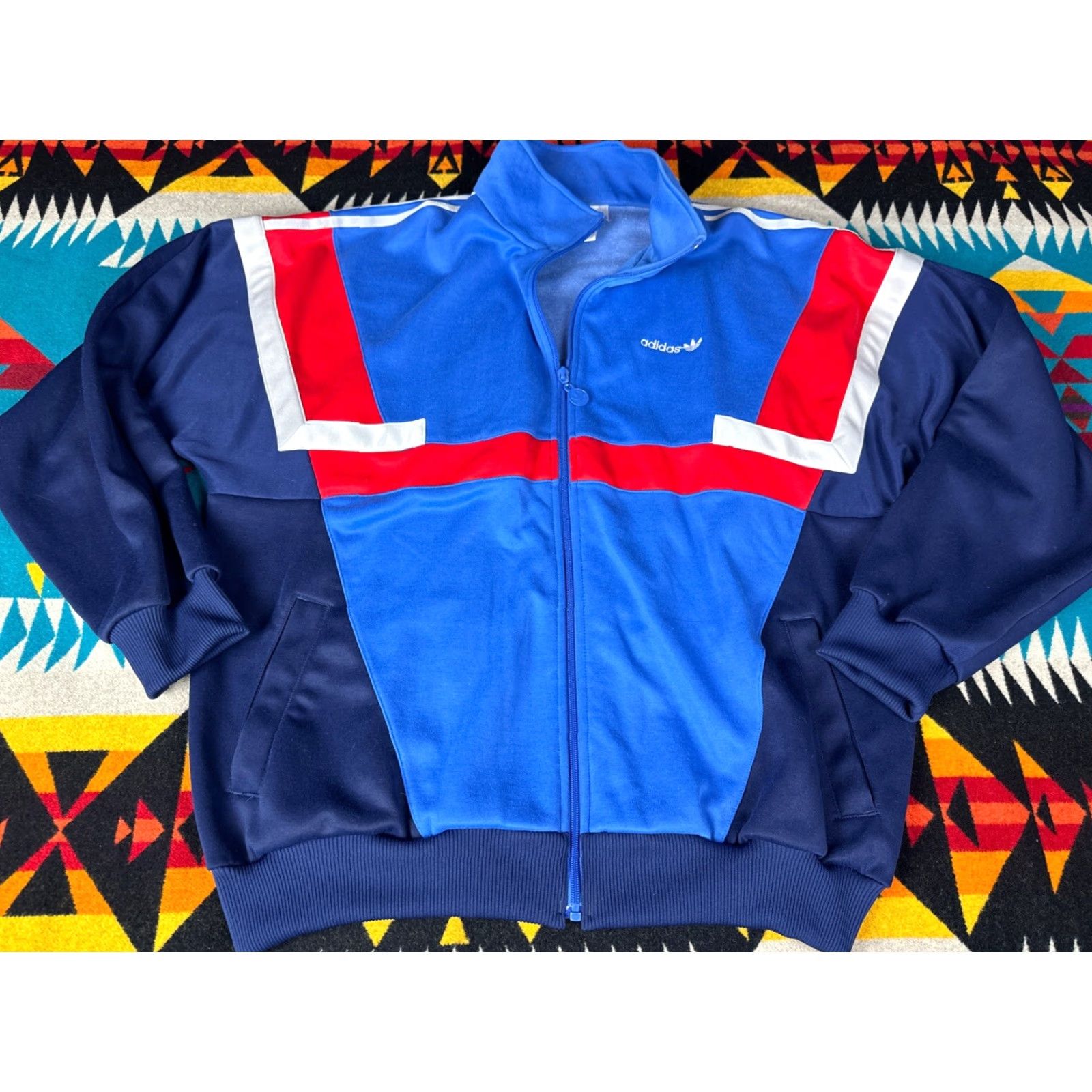 Adidas VINTAGE Adidas Tracksuit Jacket & Pants Men L Taiwan Navy Blue Set Includes Jacket Size 42R - 3 Thumbnail