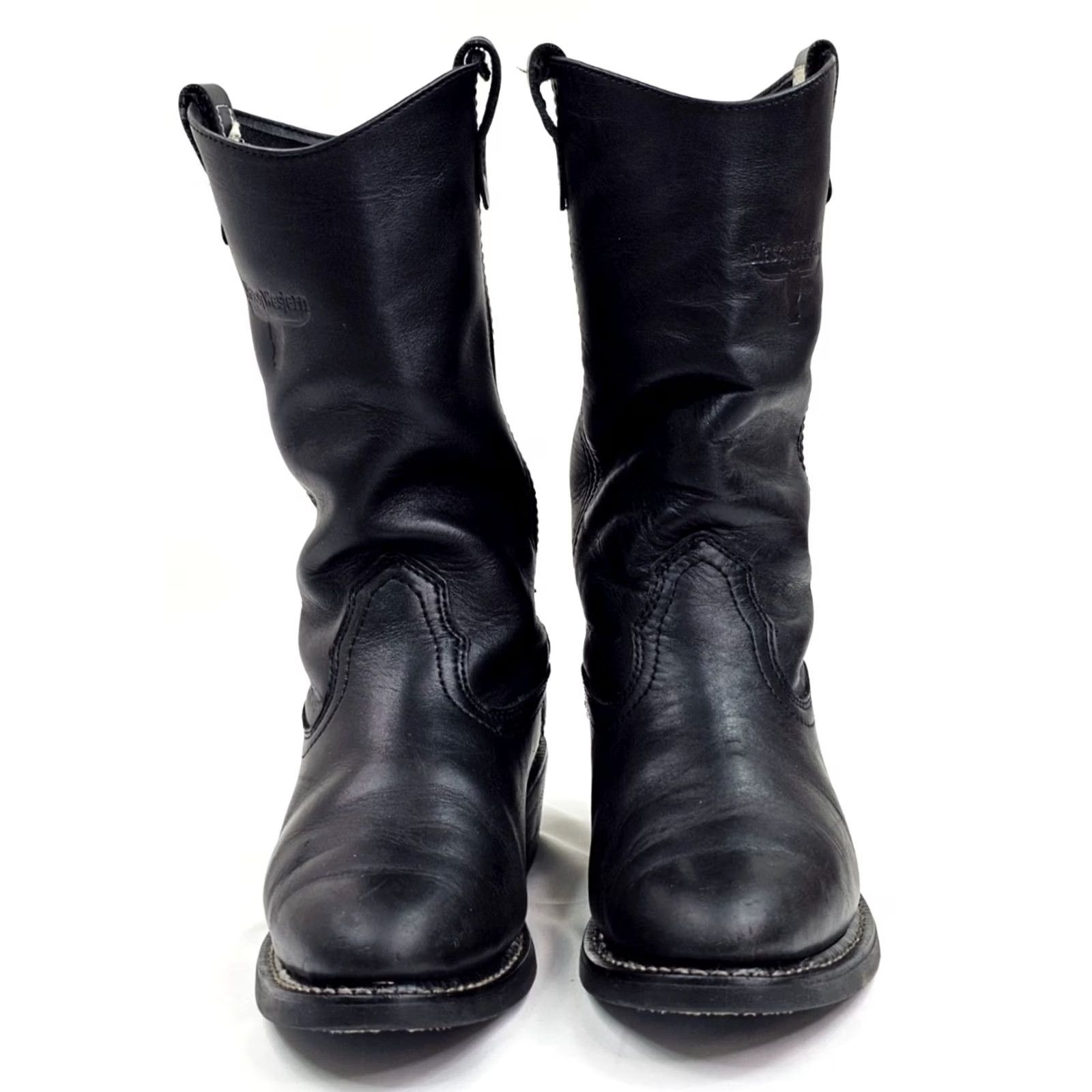 Vintage Mason Western 981 Work Boots Men 7 EEE Black Leather Pull On Wellington Mid-Calf Western Boots Men 7 EEE Black Leather Size US 7 / EU 40 - 3 Thumbnail