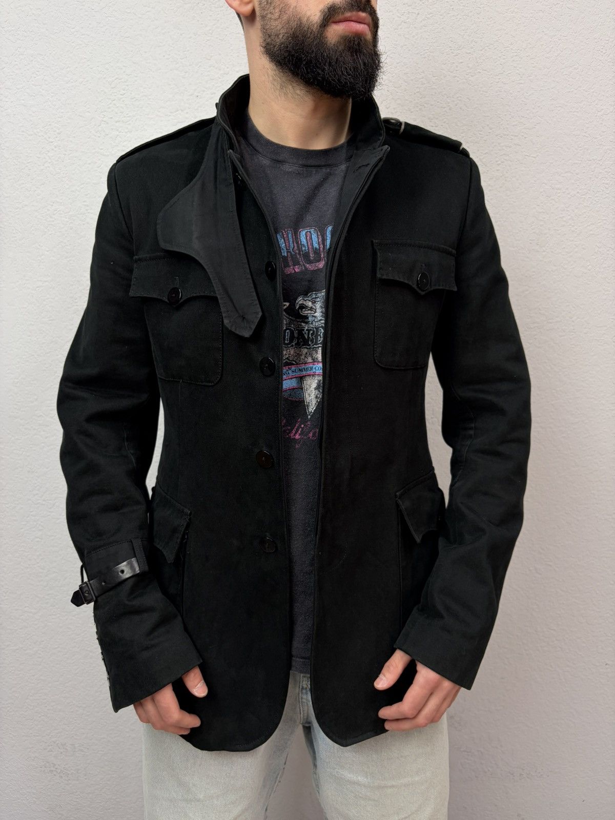 Andrew Mackenzie Andrew Mackenzie Napoleon Jacket Black Military Field Coat Size US M / EU 48-50 / 2 - 2 Thumbnail