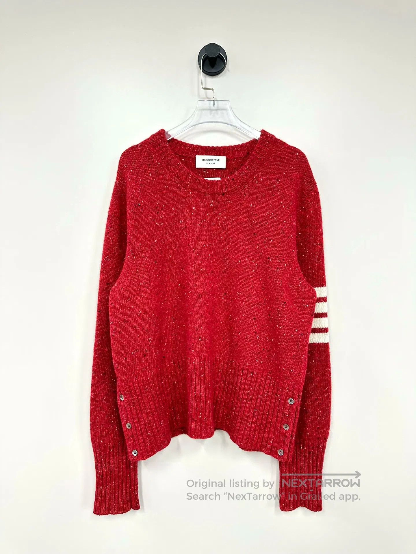 Thom Browne Thom Browne Red Classic Four-stripe Knit Sweater| Size US L / EU 52-54 / 3 - 1 Thumbnail