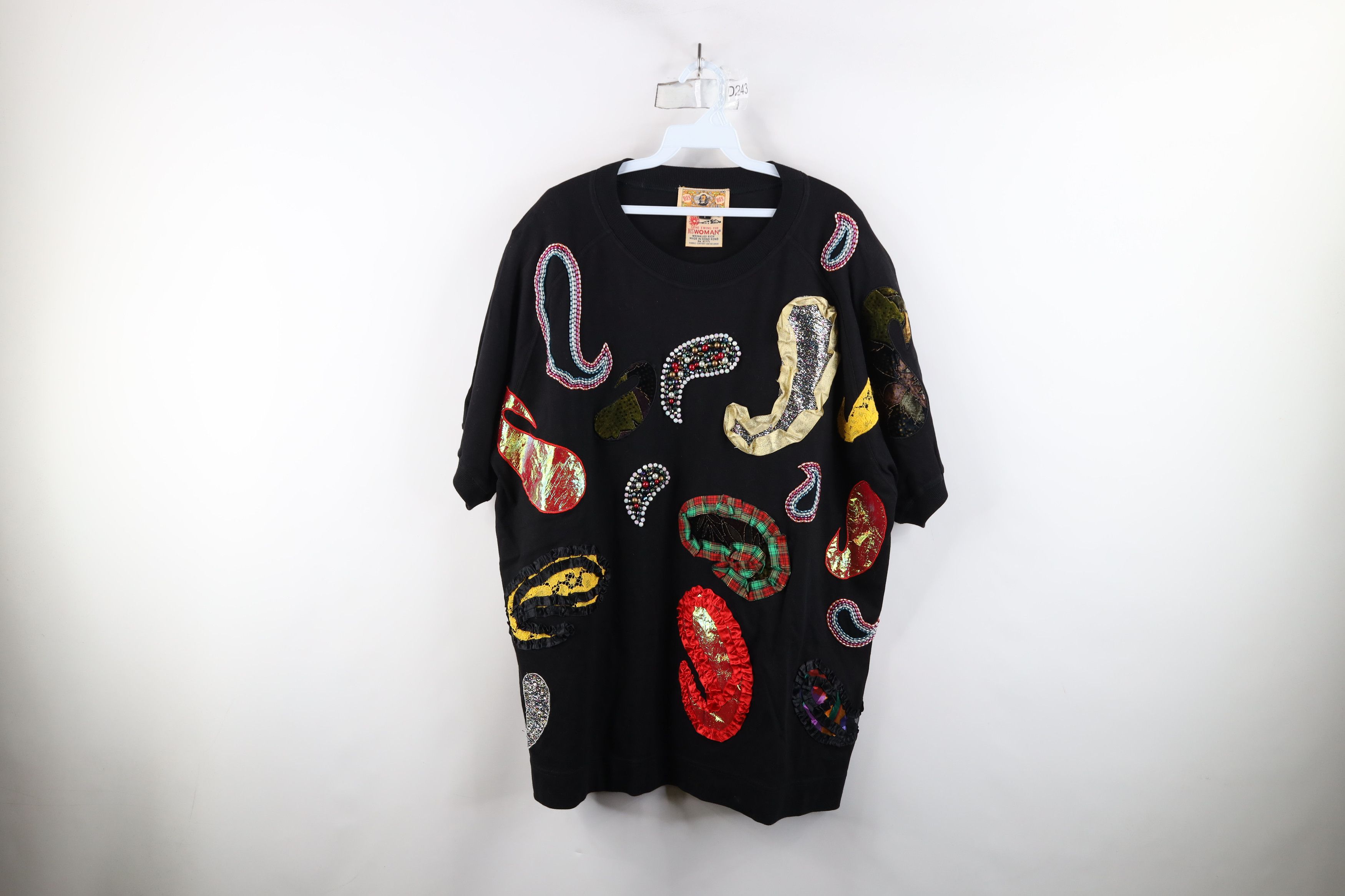 Vintage Vintage 90s Streetwear Patchwork Beaded Short Sleeve T-Shirt Size XL / US 12-14 / IT 48-50 - 1 Thumbnail