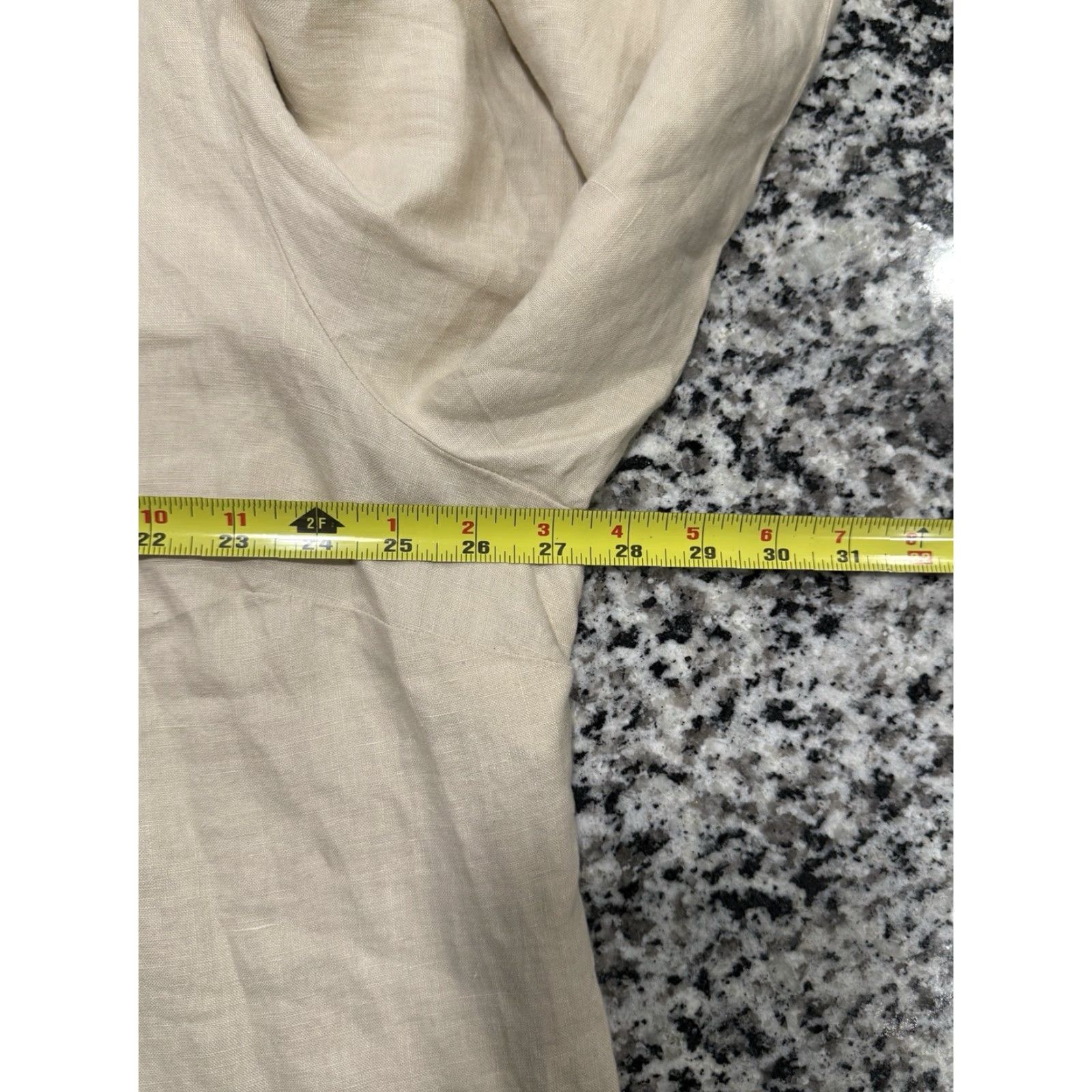 Soft Surroundings Soft Surroundings Blouse Adult 3X Beige Linen Button Up Collared Long Sleeve Women Size XXL / US 16-18 / IT 52-54 - 3 Thumbnail