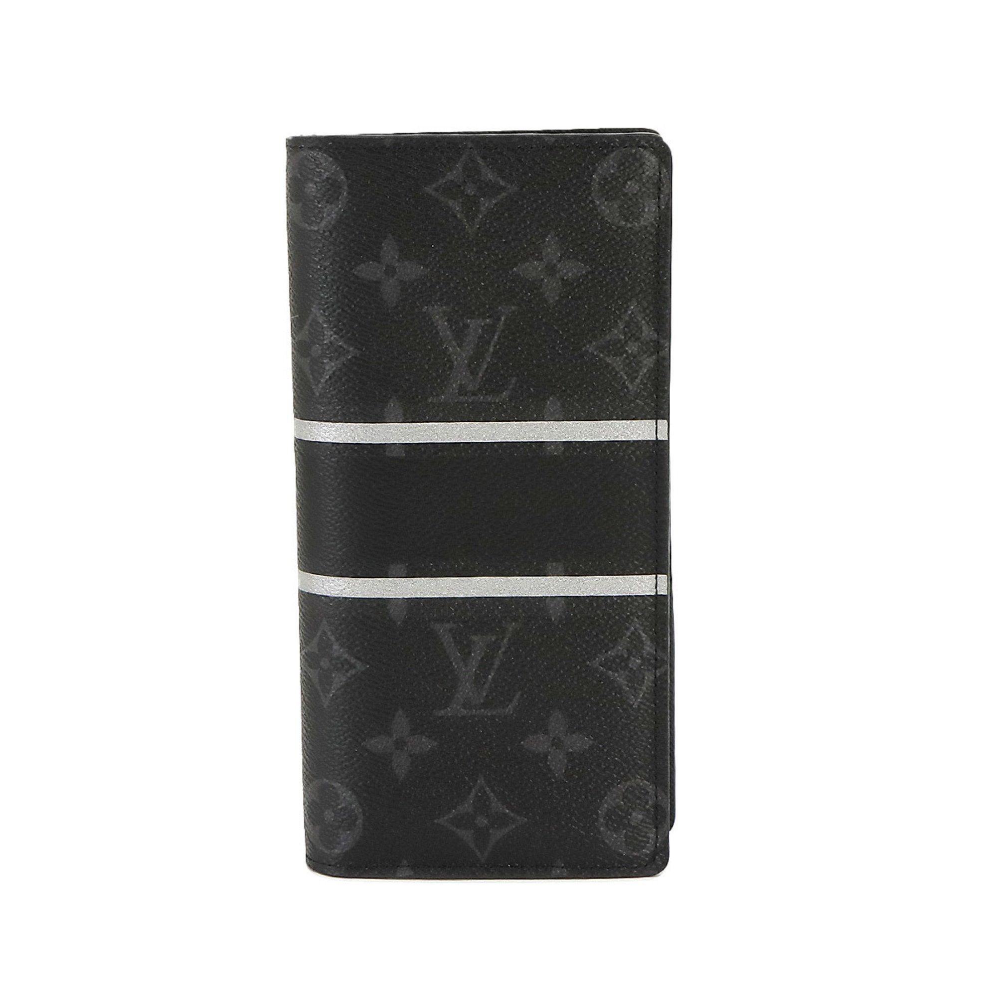 image of Louis Vuitton Fragment Monogram Eclipse Flash Portefeuille Brazza Bifold Long Wallet M64438, Women'