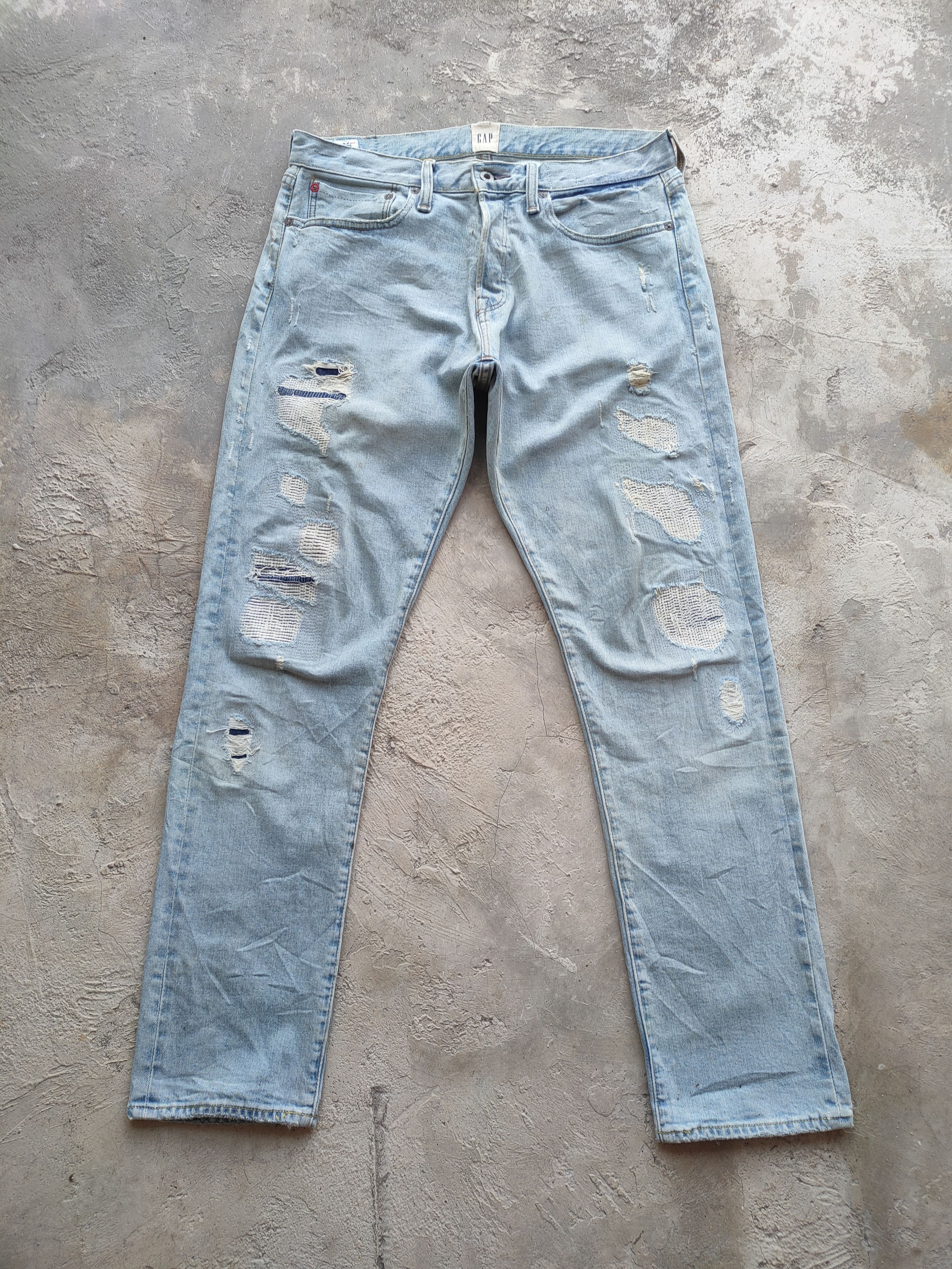 Gap W32 VINTAGE GAP FADED BLUE DISTRESSED JEAN PANTS Size US 32 / EU 48 - 3 Thumbnail