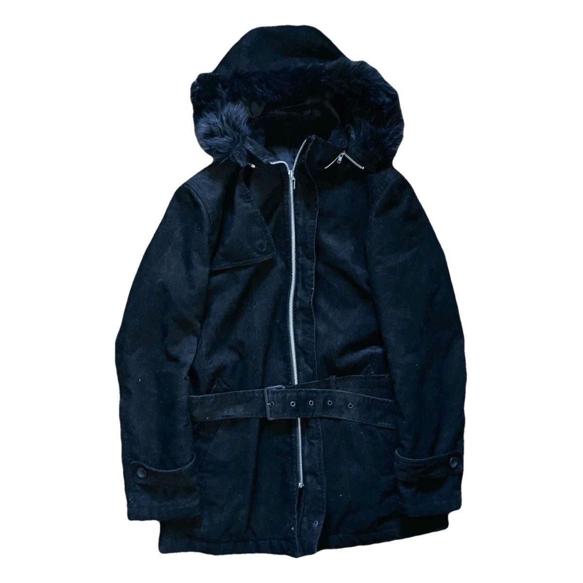 Japanese Brand 2000s Japanese archive fur zip corduroy belted parka Size US S / EU 44-46 / 1 - 2 Thumbnail