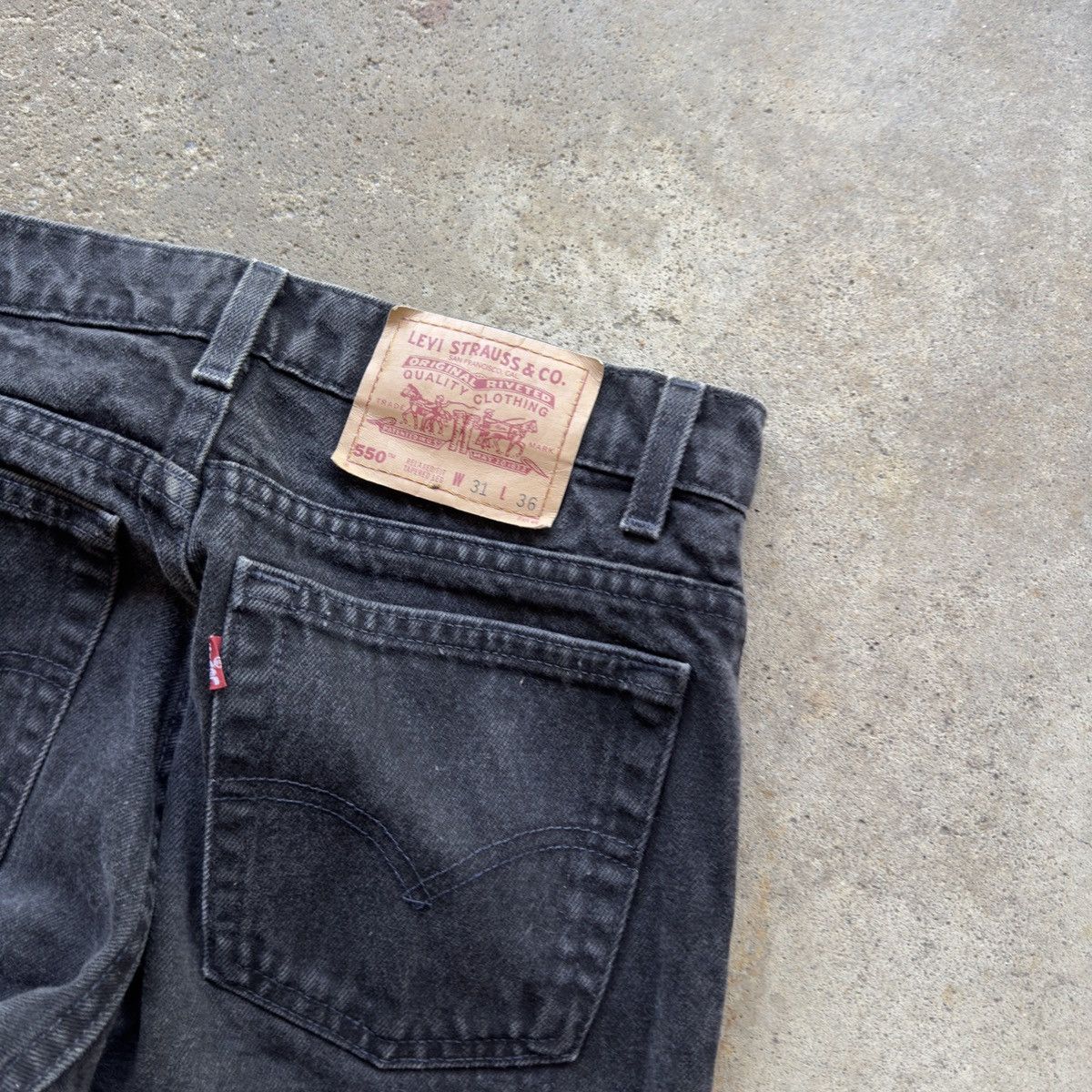 Faded Black Levi's 550 Jeans ERD Grunge Thrashed Skater