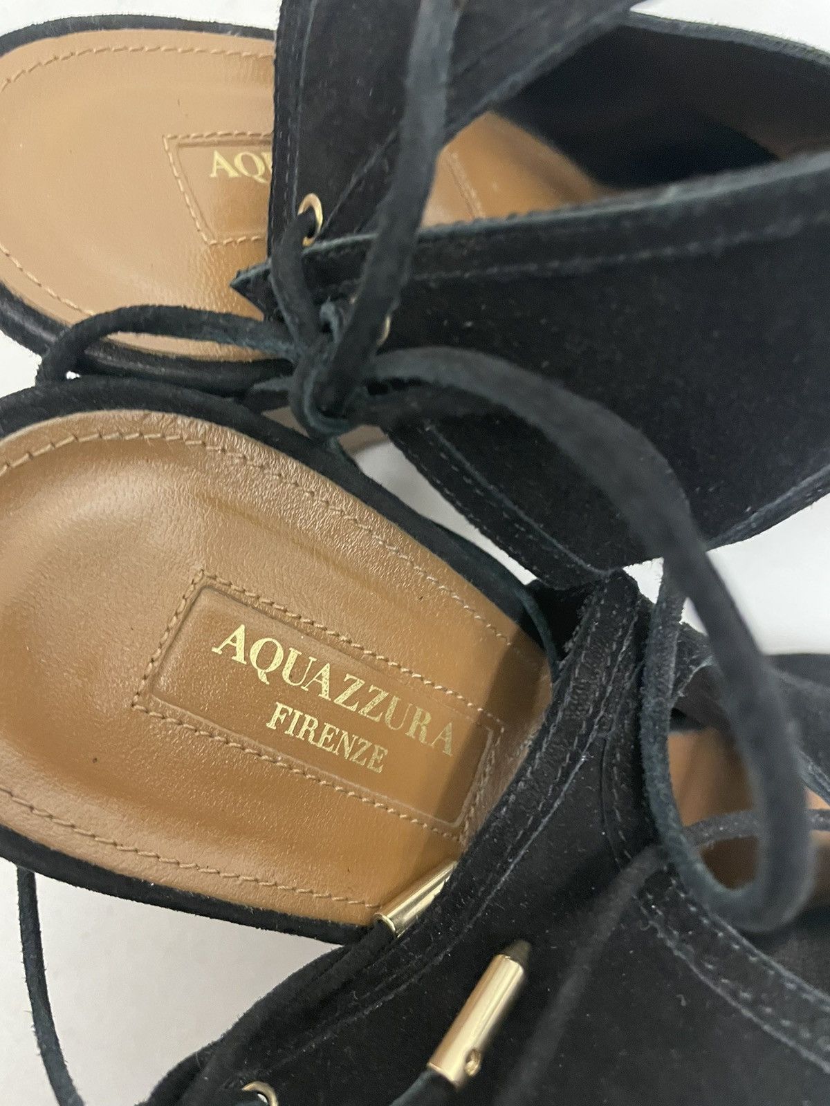 Aquazzura Sexy Thing Cut Out Suede Wedge Sandals Size US 10 / IT 40 - 6 Thumbnail