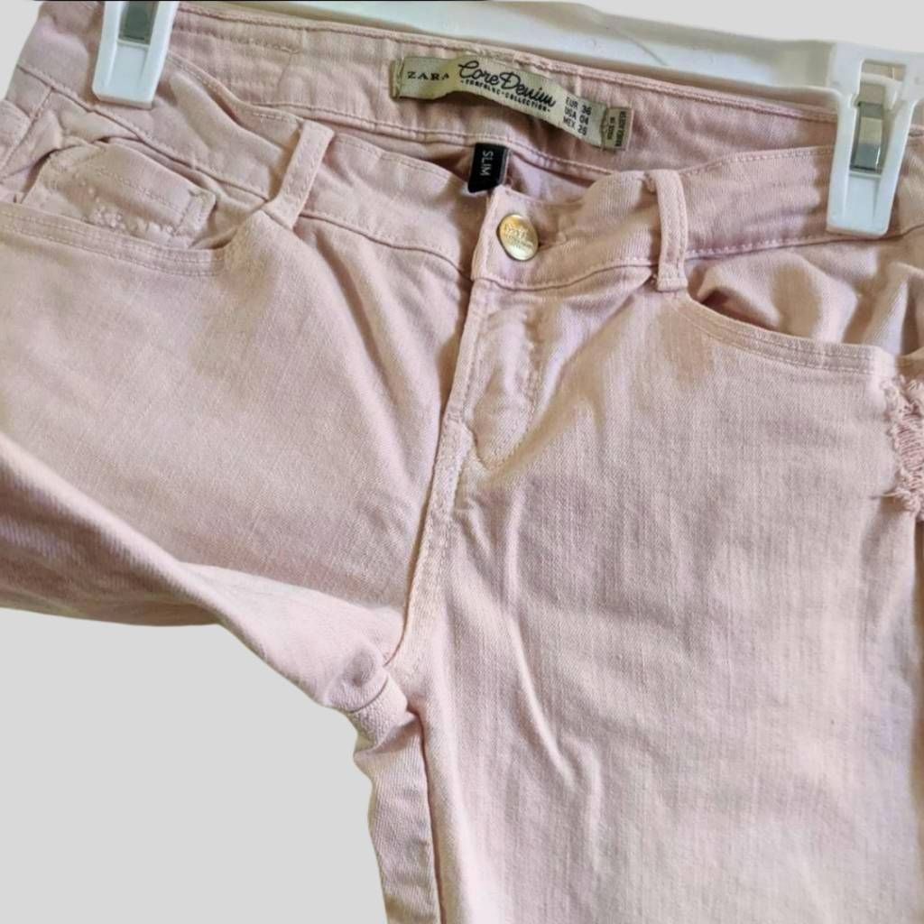 Zara Zara Trafaluc Pink Slim Fit Jeans Women’s Size 4 Core Denim Size 27" / US 4 / IT 40 - 8 Thumbnail