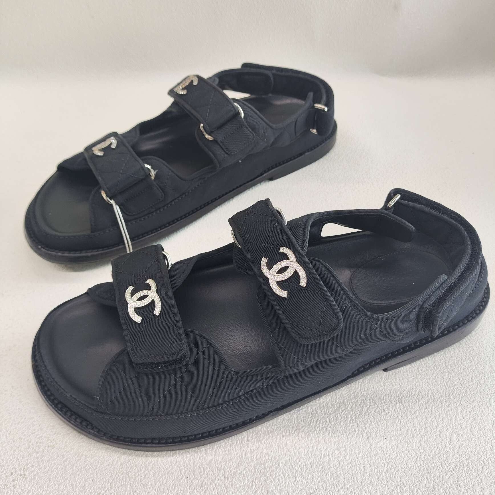 Chanel Chanel Canvas Black Sandals us_8-5 Women Size US 8.5 / IT 38.5 - 1 Thumbnail
