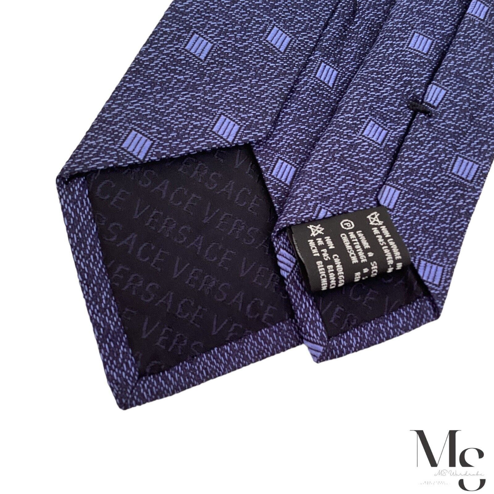 Versace VERSACE Blue Geometric With Medusa Print Silk Tie Italy Size ONE SIZE - 6 Thumbnail