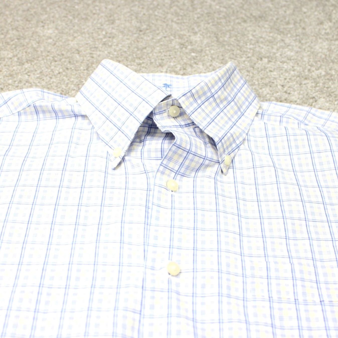 Tommy Bahama Tommy Bahama Dress Shirt Mens 17 36/37 Blue Yellow 100% Cotton Long Sleeve Button Down Collared Size US XL / EU 56 / 4 - 5 Thumbnail