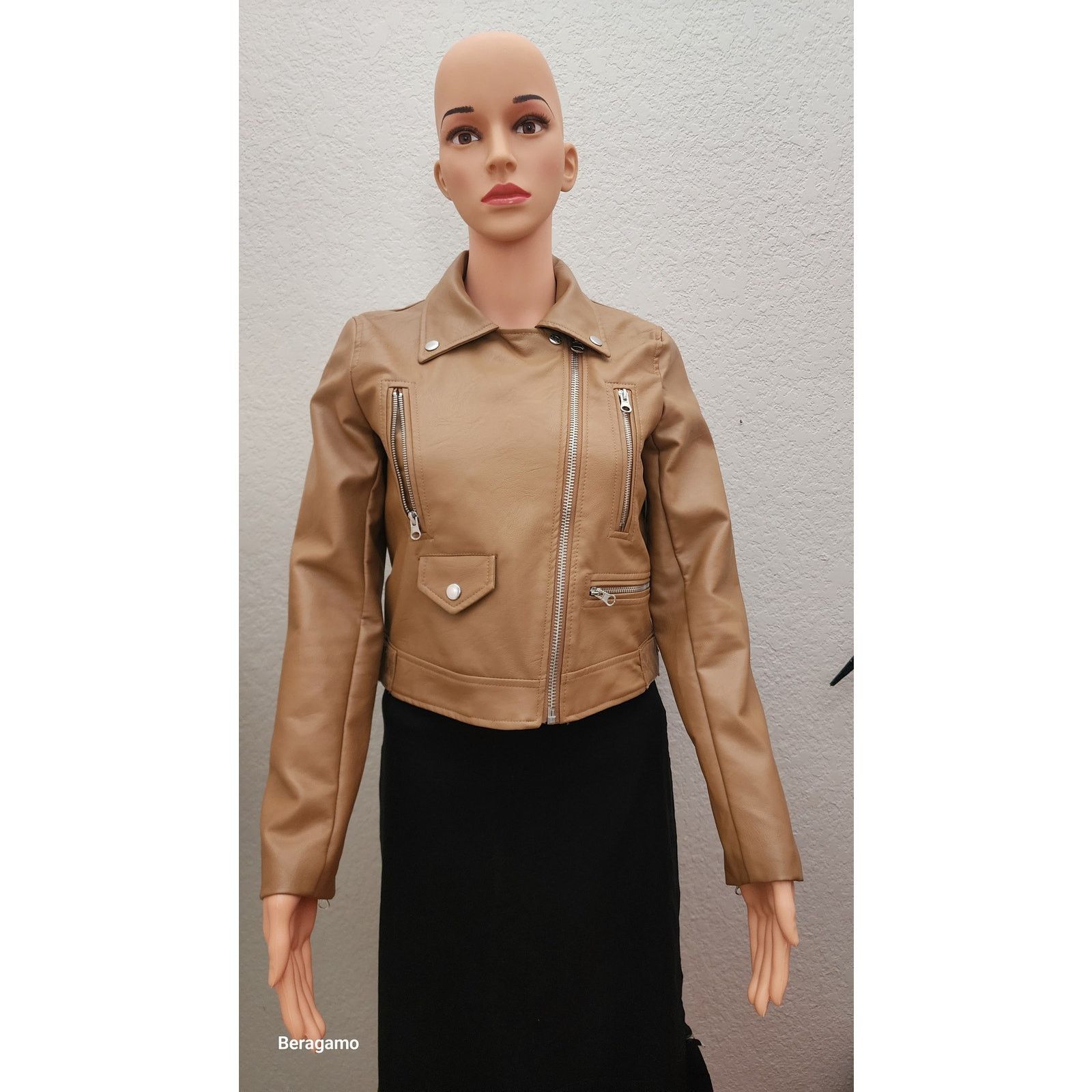 Other Women's Faux Leather Long Sleeve Zipper Moto Biker Jacket, S Size S / US 4 / IT 40 - 1 Thumbnail