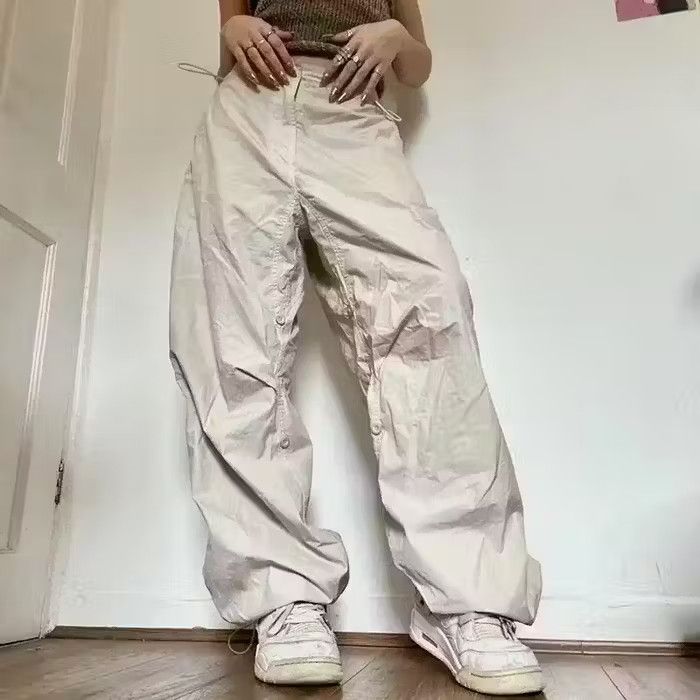 image of Vintage Unisex Cream Loose Fit Parachute Pant, Women's (Size 26)