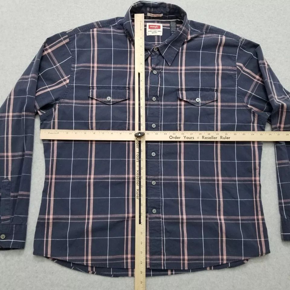Wrangler Wrangler Shirt Mens XXL Blue Button Up Plaid Long Sleeve Size US XXL / EU 58 / 5 - 7 Thumbnail