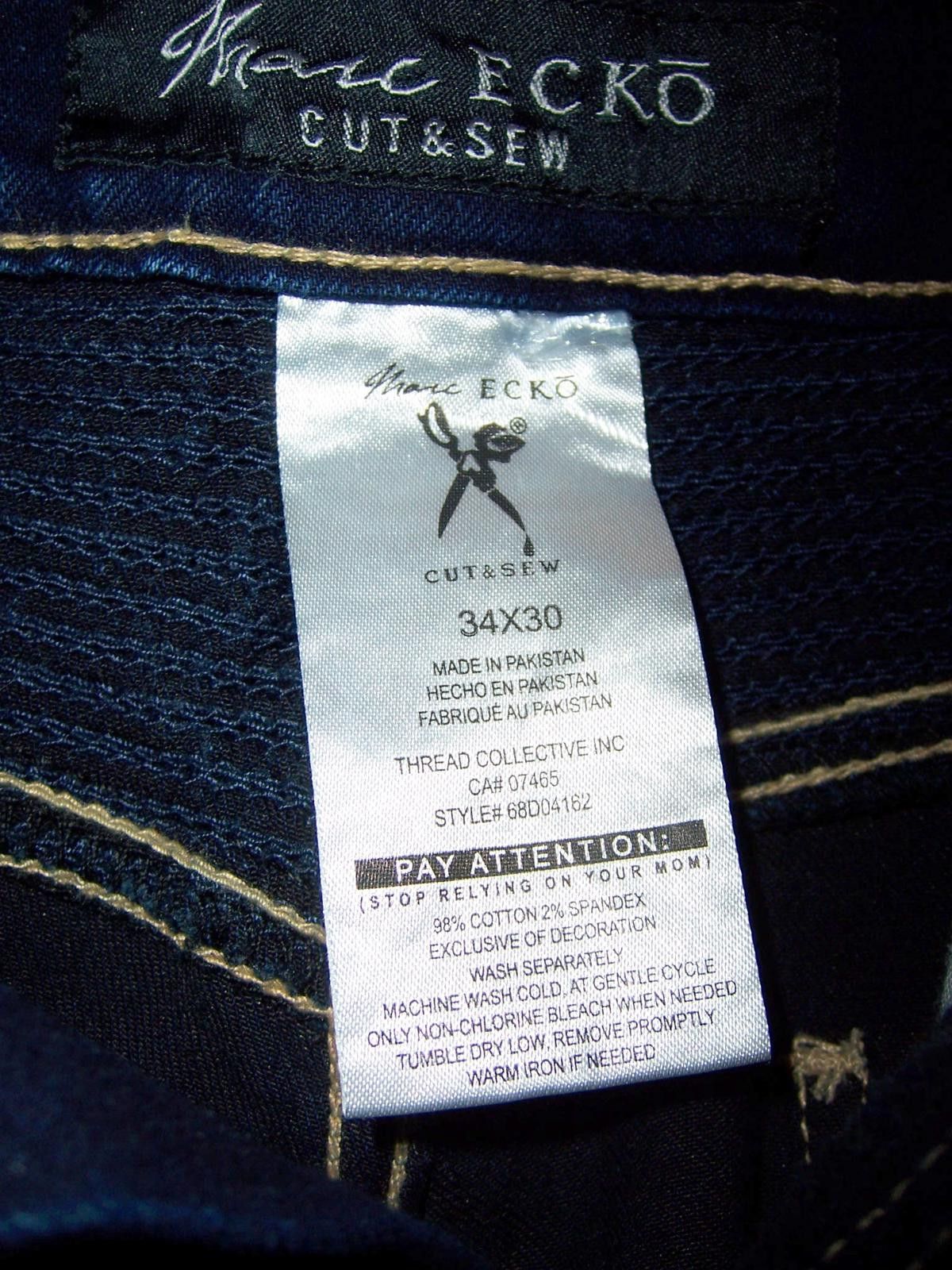 Marc Ecko Marc Ecko Cut & Sew Men's 34x30 Dark Blue Straight Jeans Size US 34 / EU 50 - 2 Thumbnail