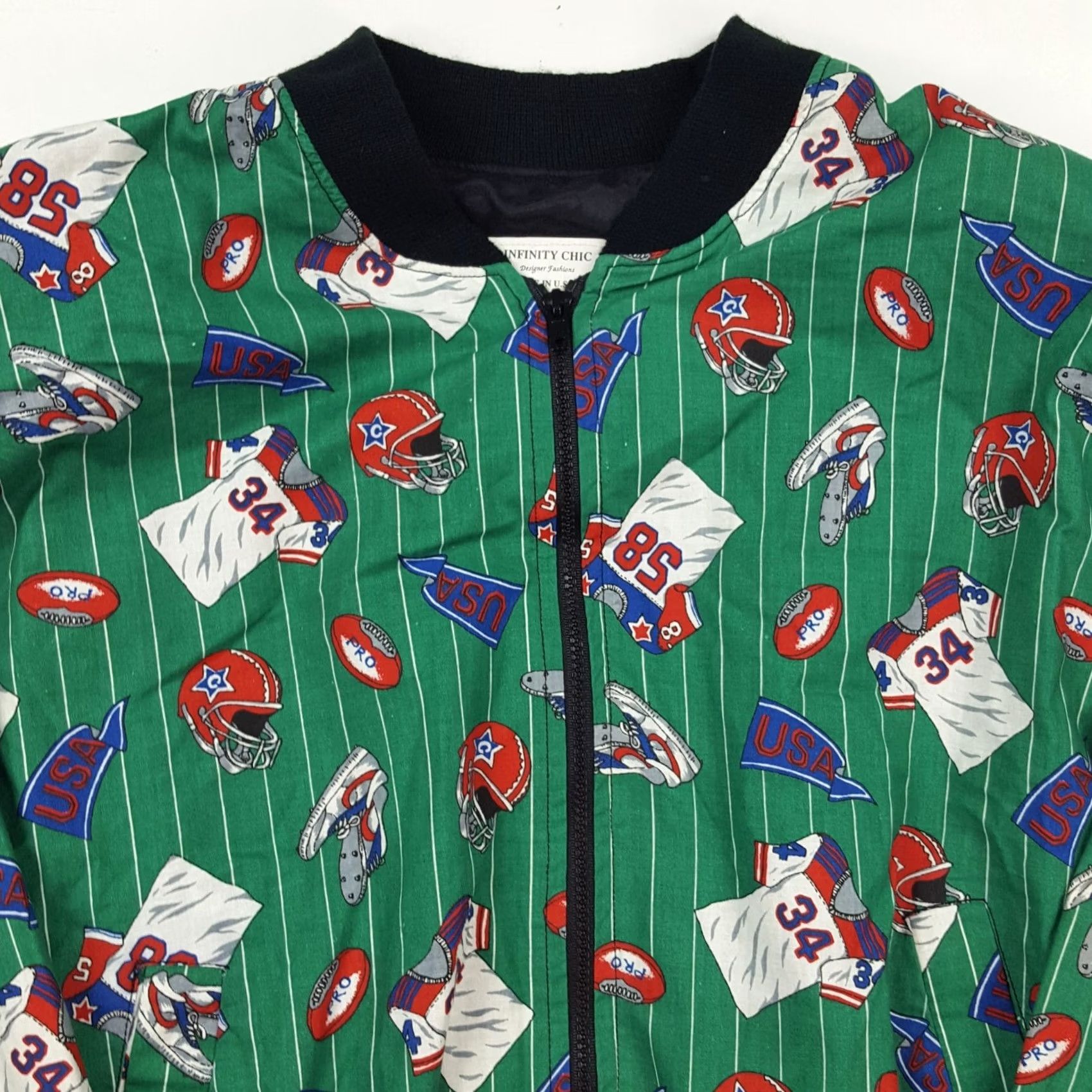 Etro VINTAGE Infinity Chic Jacket Women's Green Zip Up 90s Football Sports USA Made Large Retro Casual 1990s 1980s Size L / US 10 / IT 46 - 2 Thumbnail