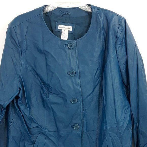 Vintage Vtg 80s Genuine Leather Trench Coat Sz 18 Turquoise Teal Col Size XXL / US 16-18 / IT 52-54 - 3 Thumbnail
