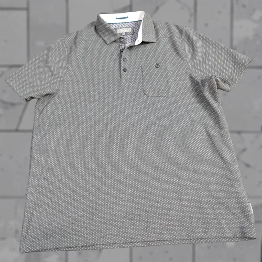Ted Baker Ted Baker Polo Shirt XL Gray Polka Dot Print Pocket Polo Shirt Mens XL Gray Polka Dot Print Pocket Size US XL / EU 56 / 4 - 1 Thumbnail