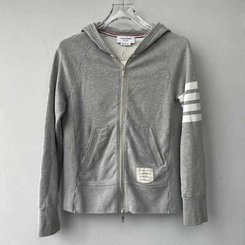 Thom Browne Thom Browne Gray Zip-Up Hoodie for Men 0089 Size US M / EU 48-50 / 2 - 1 Thumbnail
