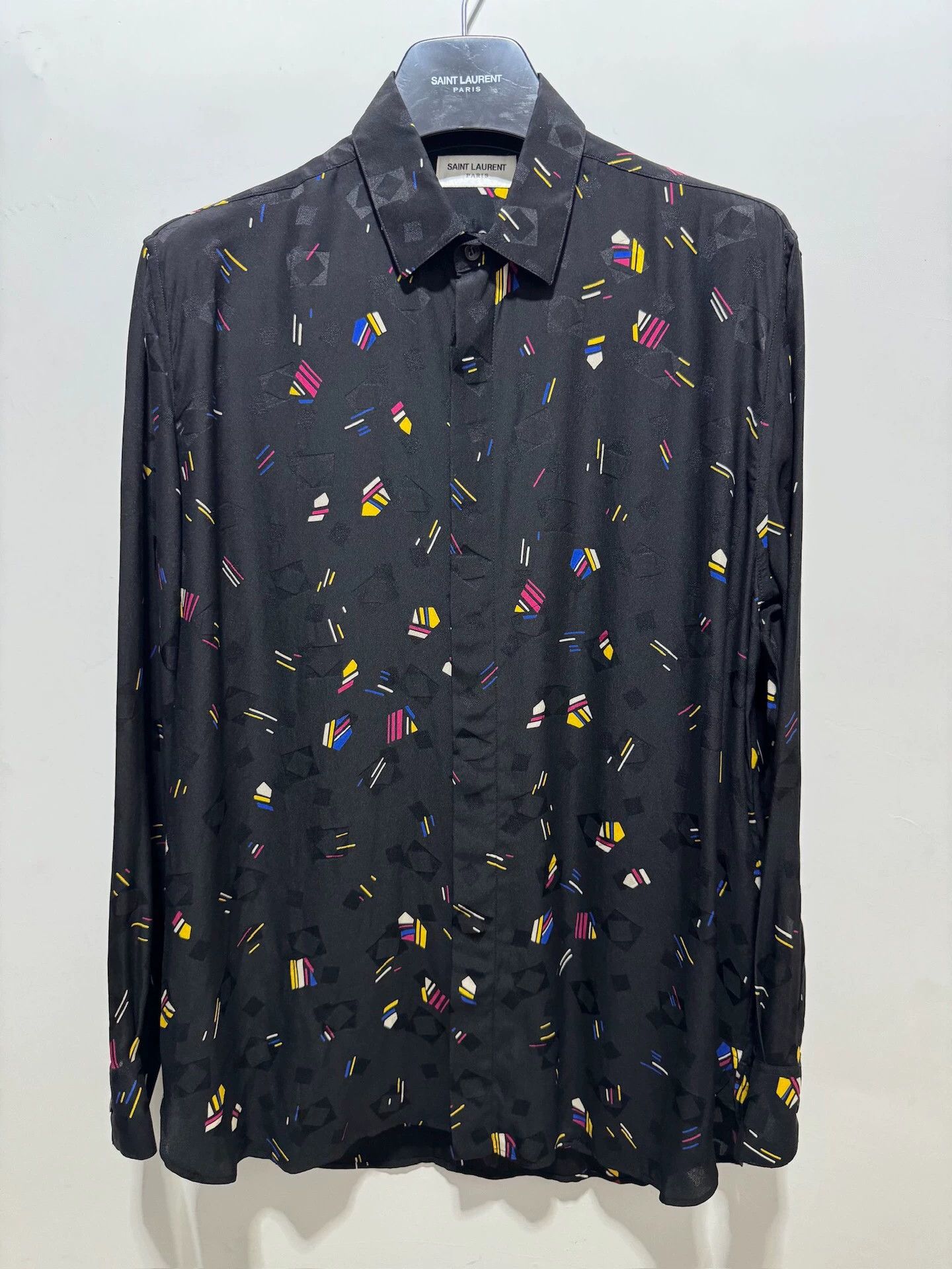 Saint Laurent Paris Geometric element mulberry silk shirt