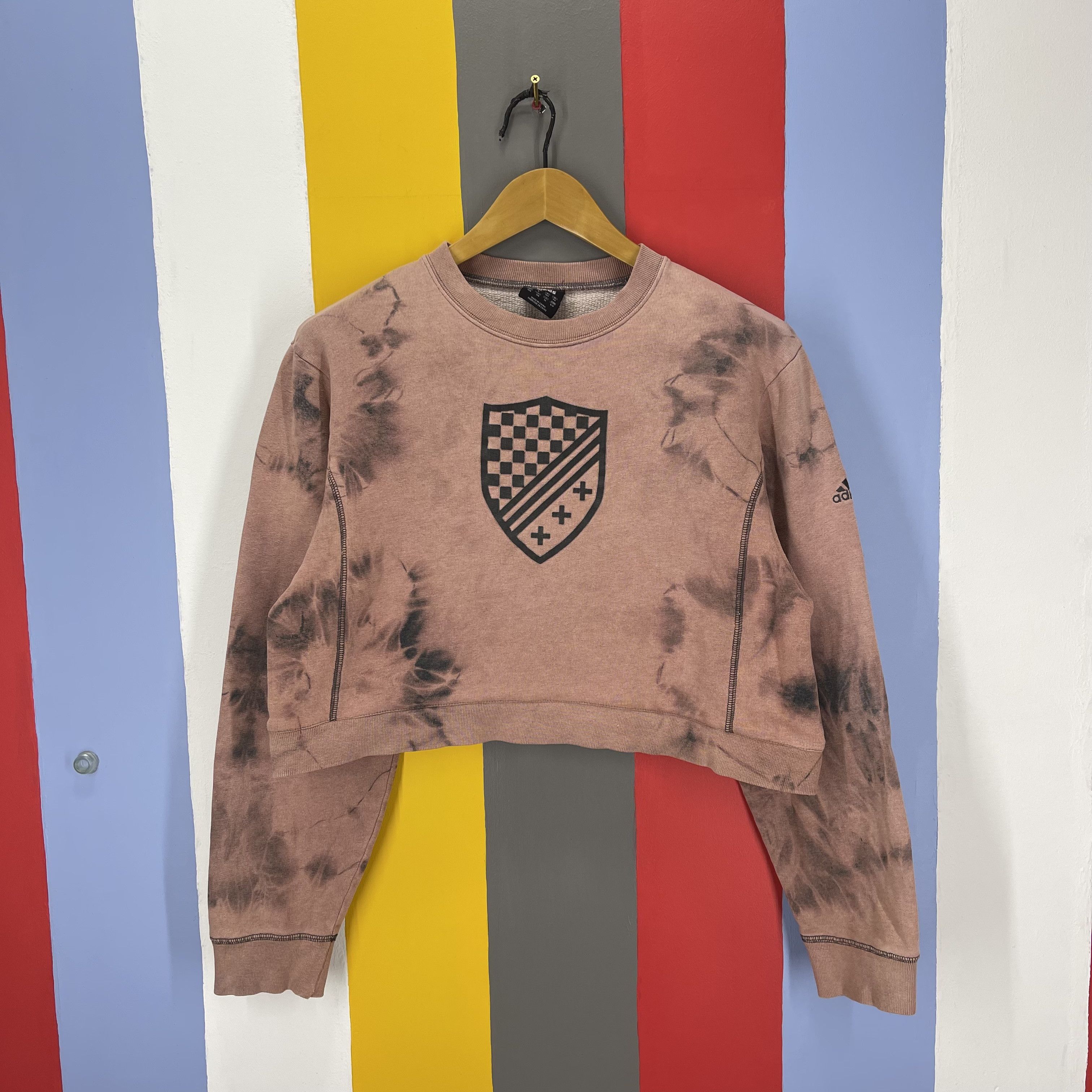 Adidas ADIDAS THREE STRIPE Crop Sweatshirt Acid Wash #1268/AR Size S / US 4 / IT 40 - 1 Thumbnail