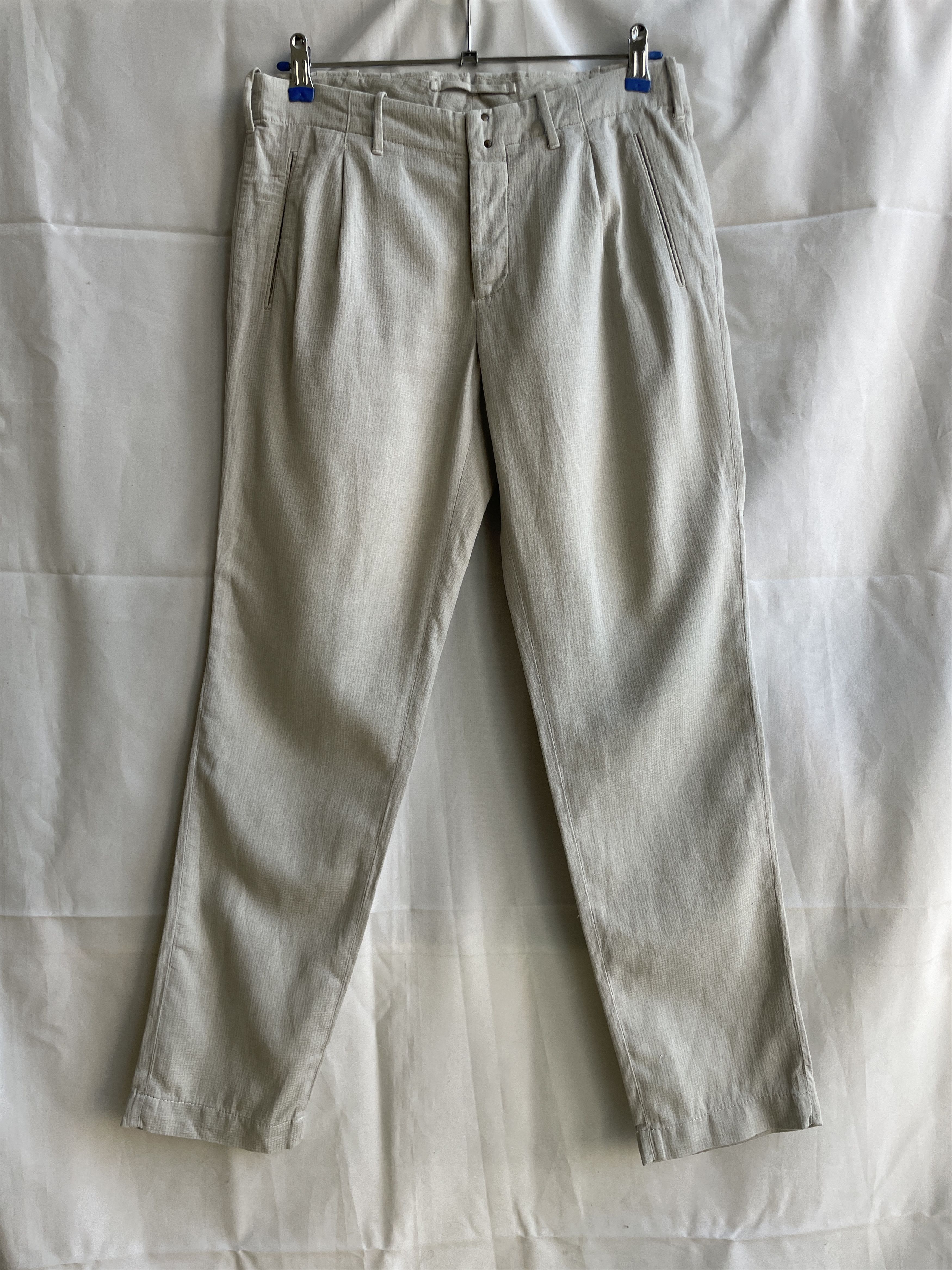 Incotex Pattern 30 Slim Fit Cotton Linen Dress Trousers