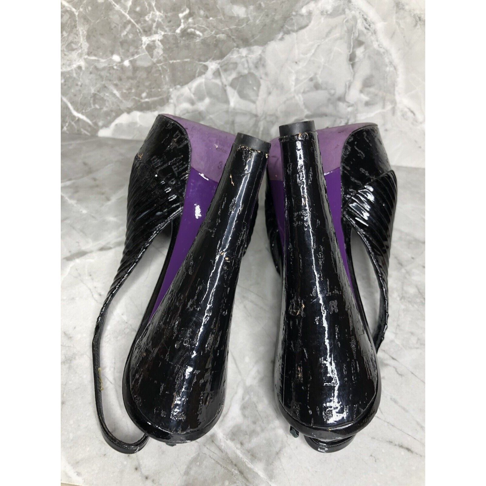 Miu Miu MIU MIU Black Patent Leather Peep Ankle Strap Platform Stile Size US 8 / IT 38 - 15 Thumbnail