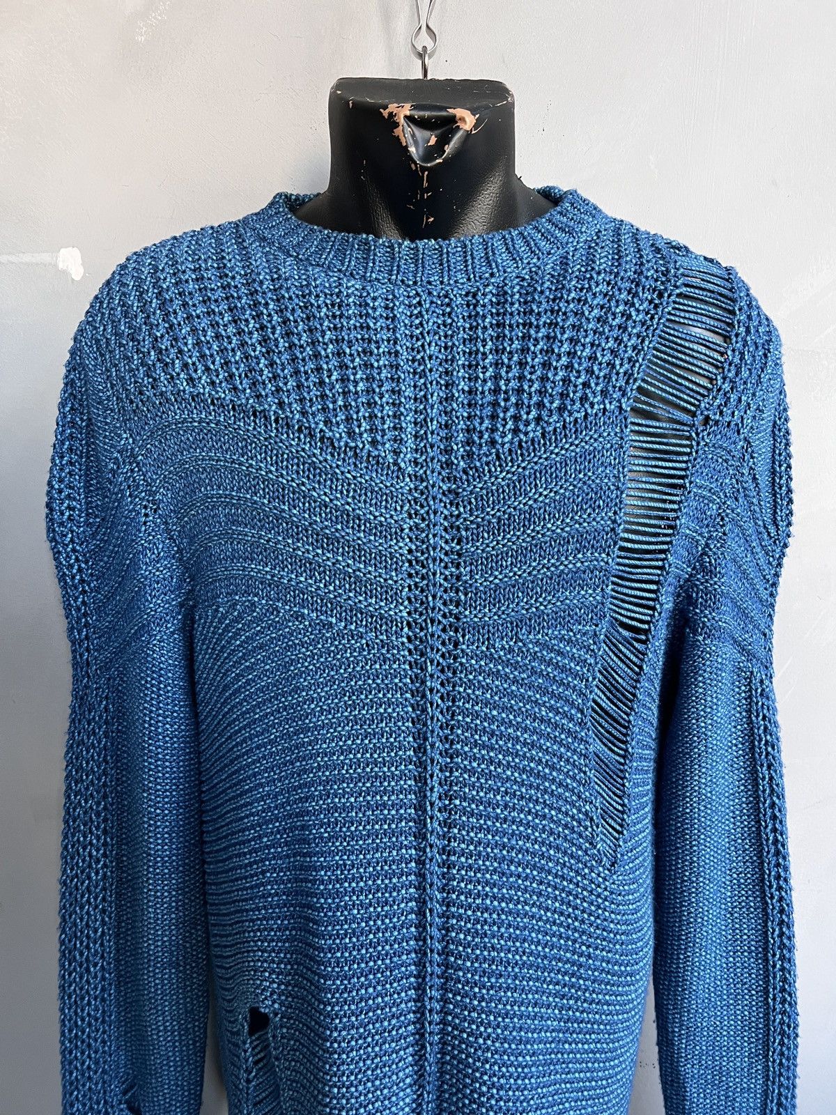 Diesel Diesel blue sweater distressed knitted y2k junya watanabe Size US L / EU 52-54 / 3 - 2 Thumbnail