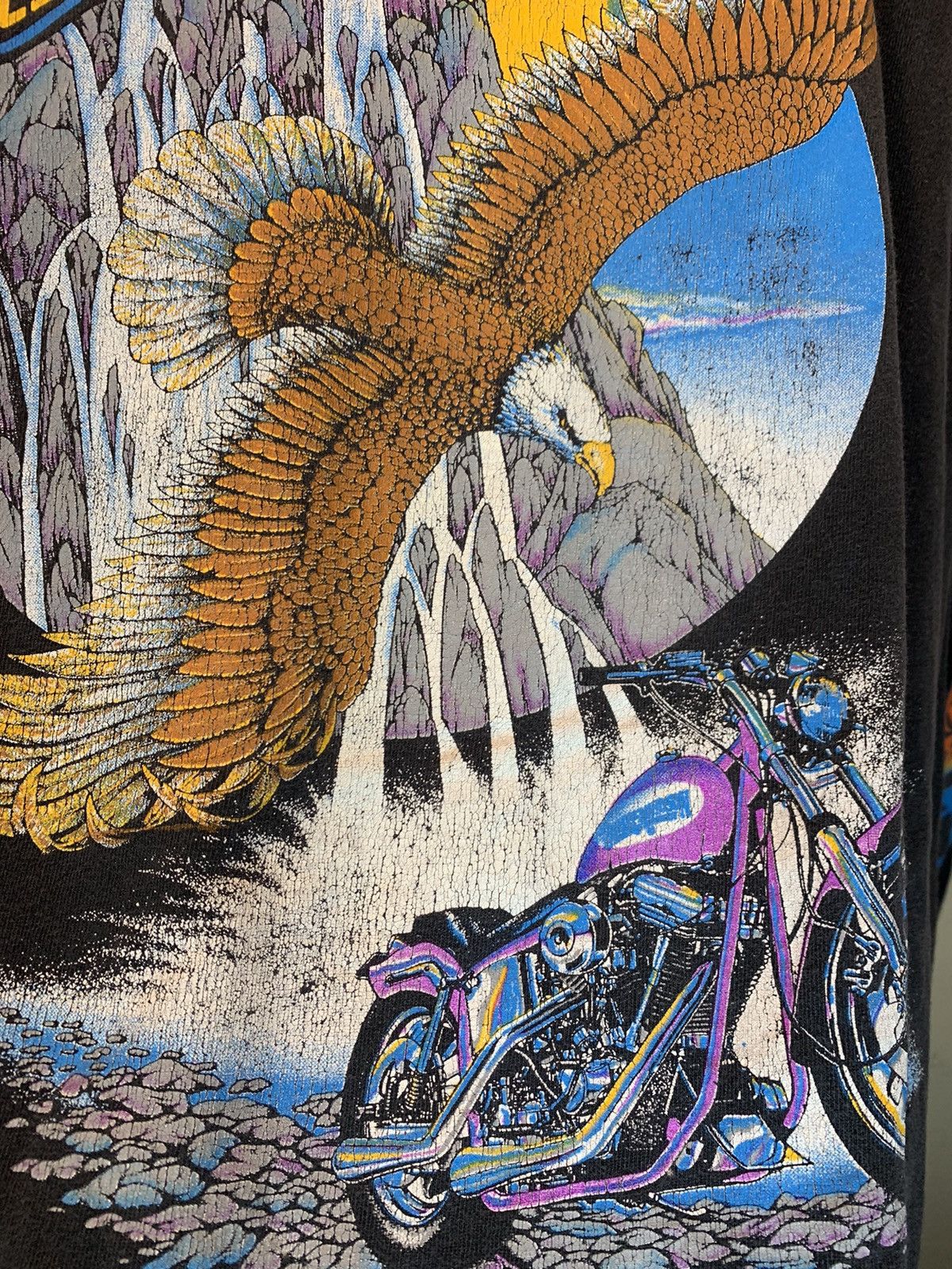 Harley Davidson × Vintage *RARE* Vintage Harley Davidson Eagle Flame Sleeve LS Shirt Size US L / EU 52-54 / 3 - 7 Thumbnail