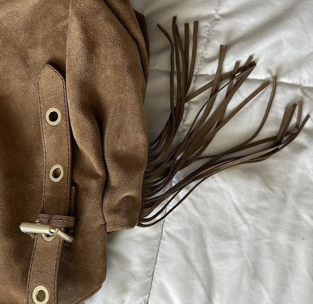 Maje Maje Paris Brown Suede Bag with Leather Straps Size ONE SIZE - 4 Thumbnail