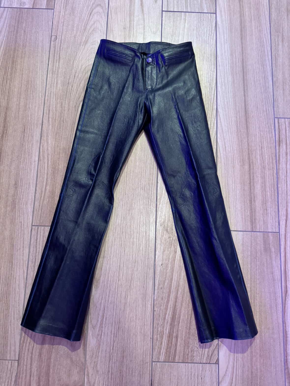 Chrome heart leather women pants
