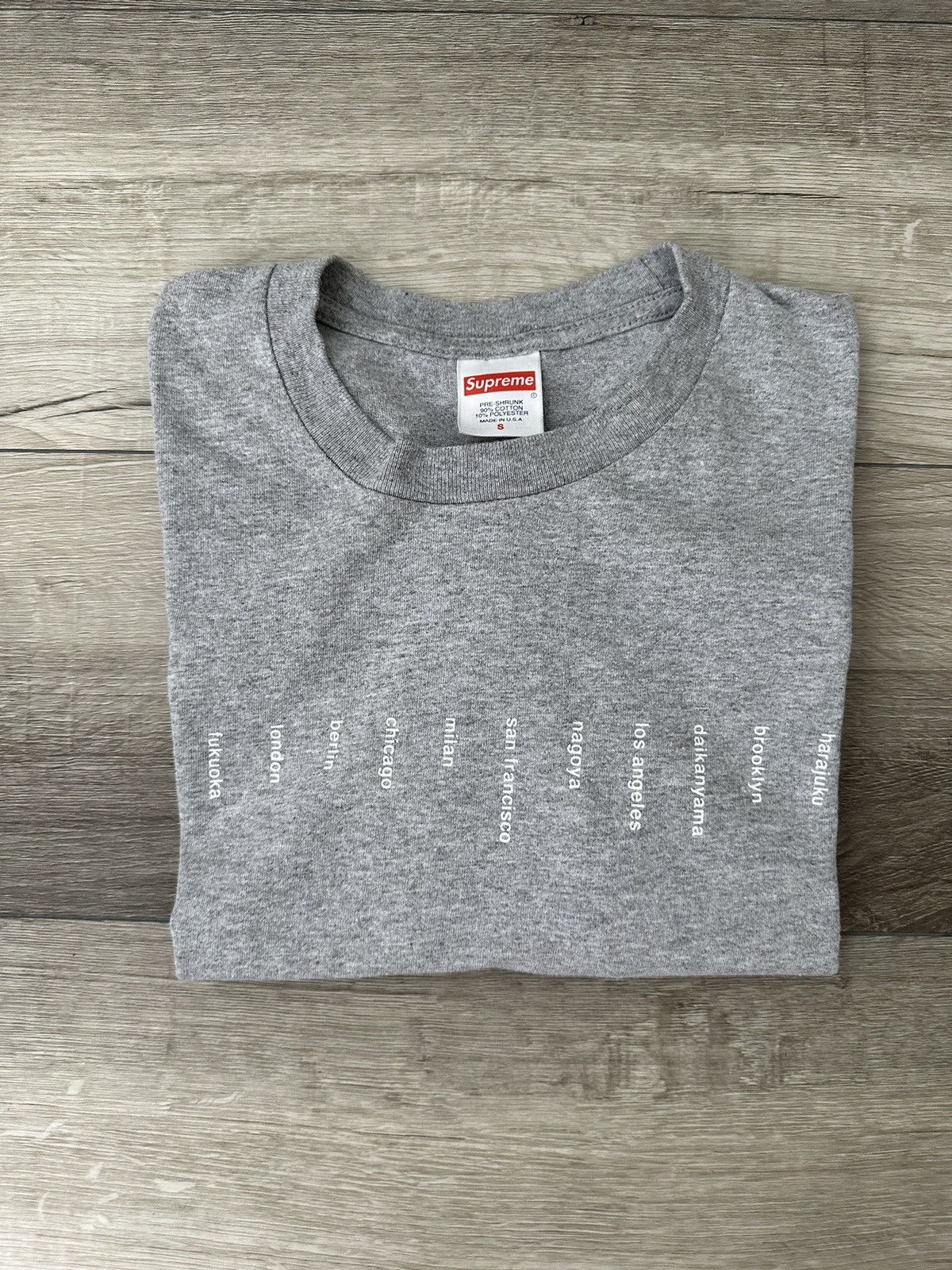 image of Supreme Horizontal Cities Tee Grey Sz. Small S, Men's