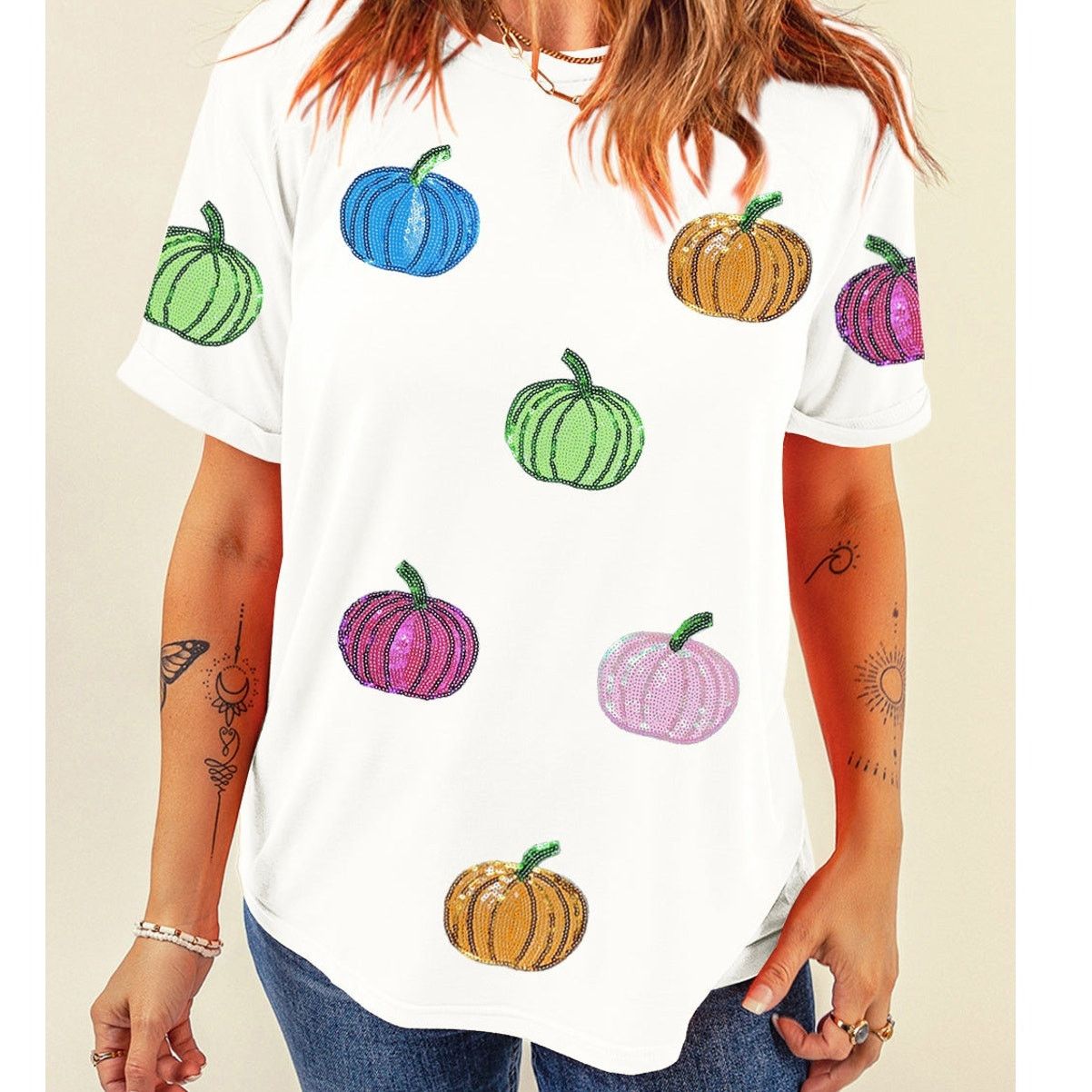 Other NWT White Sequin Pumpkin T Shirt Size S / US 4 / IT 40 - 7 Thumbnail