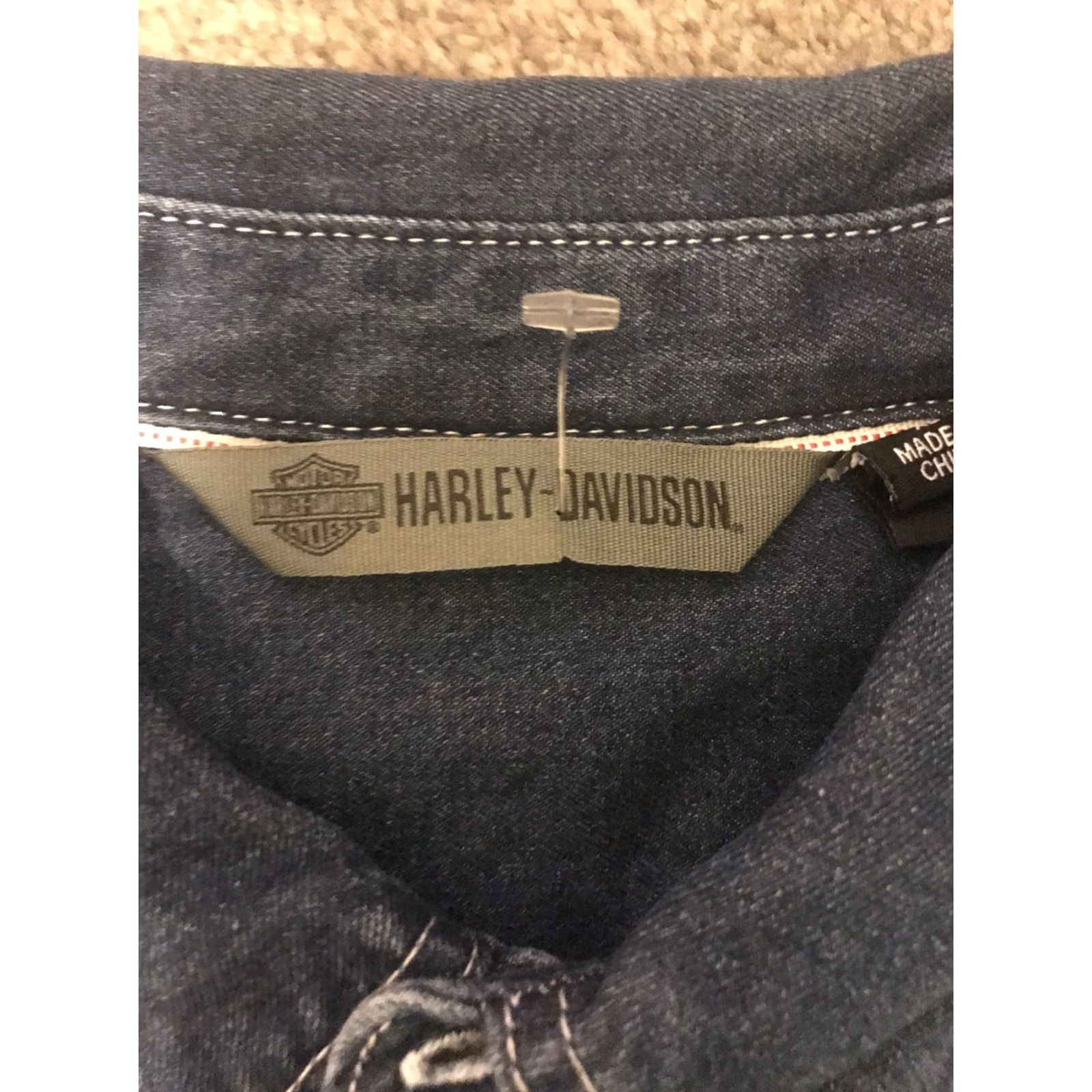 Harley Davidson Harley-Davidson Denim Shirt Slim Fit XL Blue Button-Up Long Sleeve Casual Workwear Size US XL / EU 56 / 4 - 3 Thumbnail