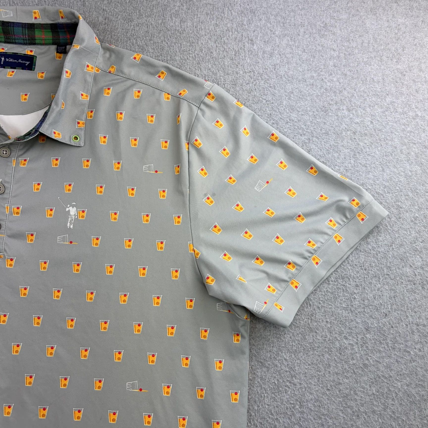 Vintage William Murray Polo Shirt Mens XL Gray Cocktail Print Golf Performance Adult Polo Short Sleeve Gray Cocktail Print Mens XL Size US XL / EU 56 / 4 - 7 Thumbnail