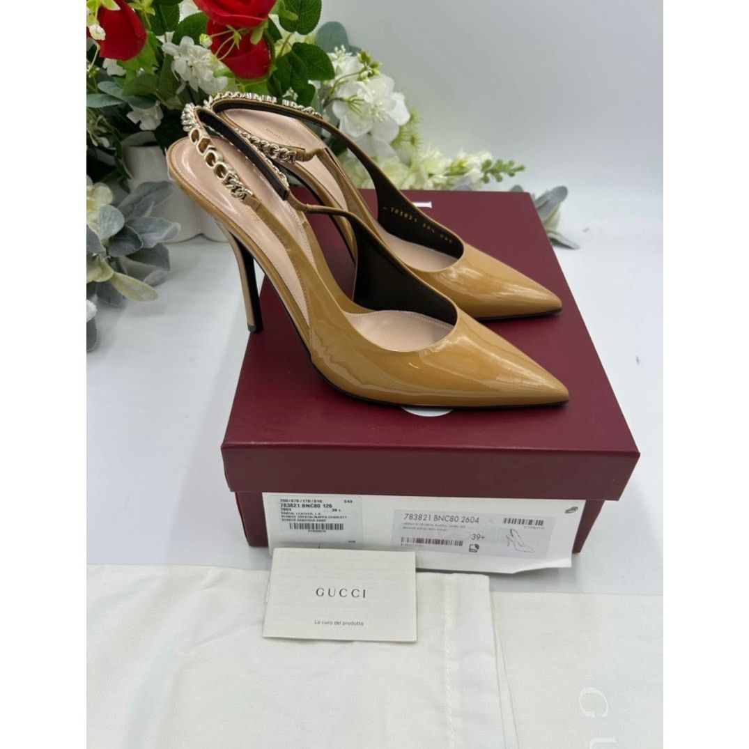 Gucci Gucci Signoria chain patent sling back pumps size 39.5 Size US 9.5 / IT 39.5 - 10 Thumbnail