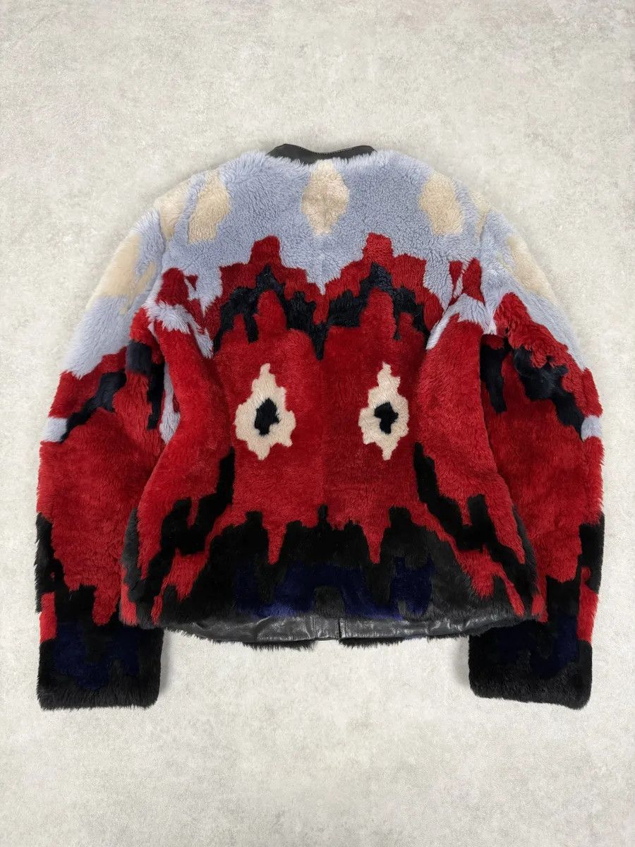 Emporio Armani FW2015 Emporio Armani Red & Blue Abstract Lamb Shearling Jacket Size M / US 6-8 / IT 42-44 - 3 Thumbnail