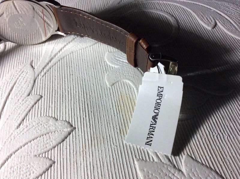Emporio Armani Emporio Armani men's Silver dial brown leather strap watch Size ONE SIZE - 10 Thumbnail