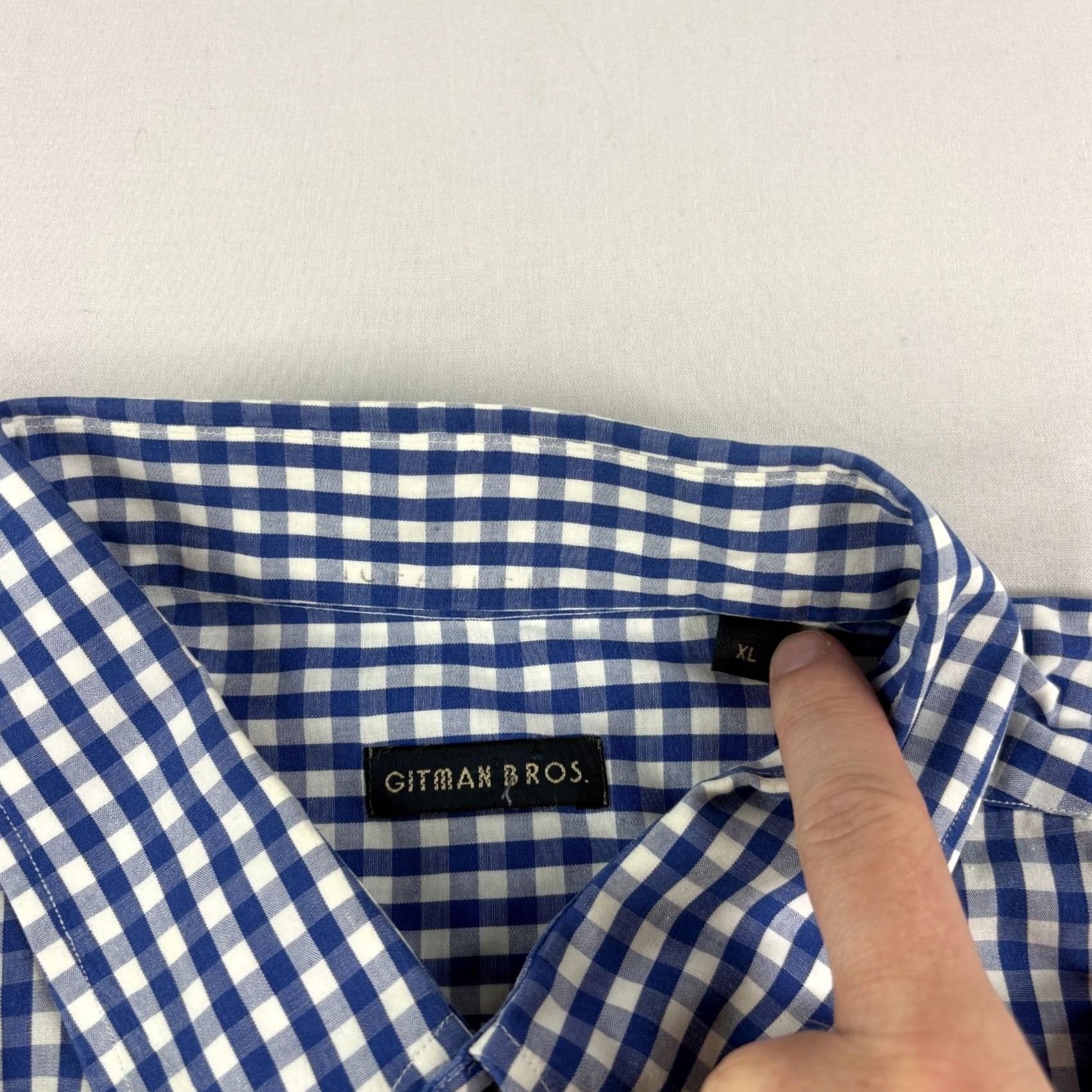 Vintage Gitman Bros Shirt Mens XL Blue Plaid Button-Up Long Sleeve Casual Formal Size 46R - 3 Thumbnail