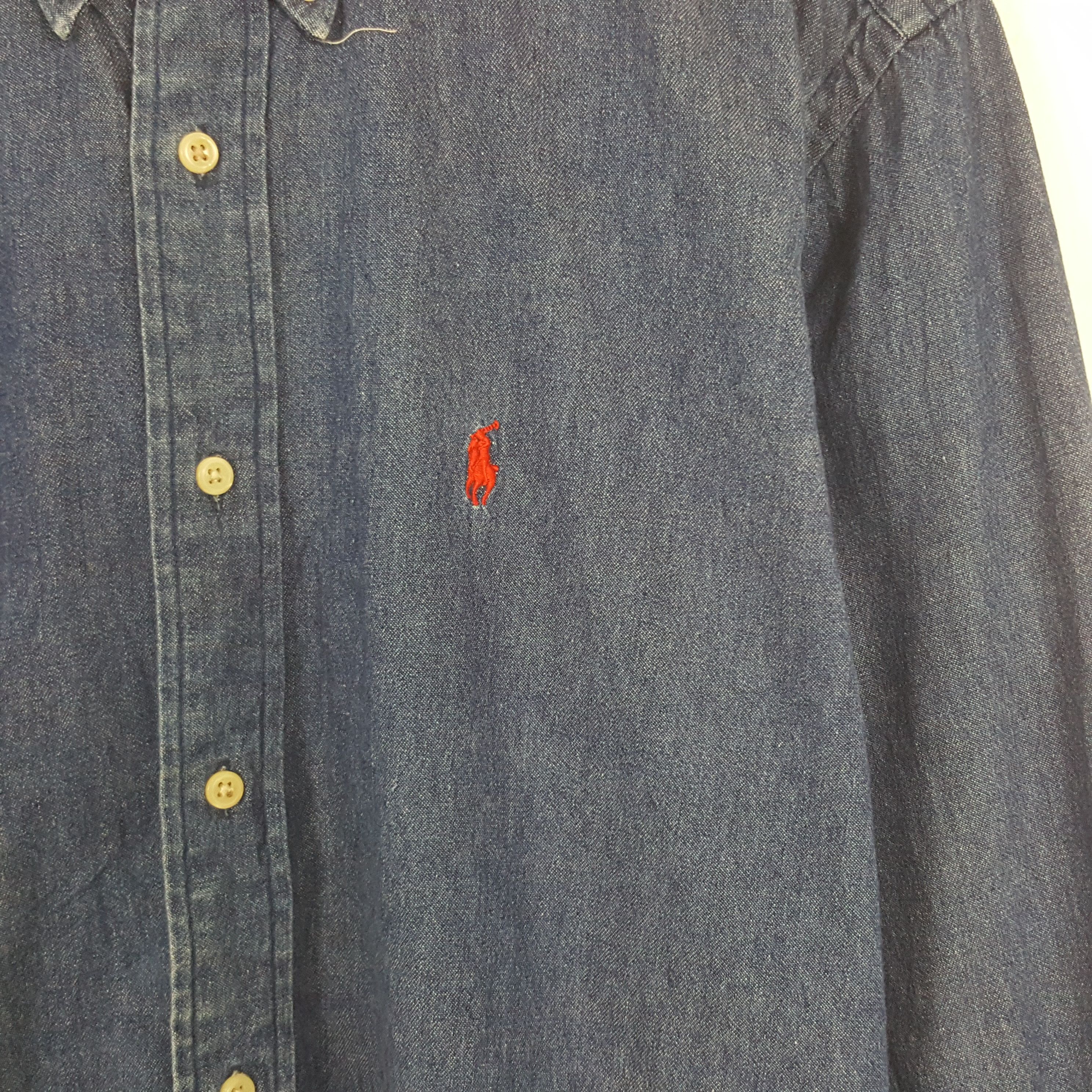 Polo Ralph Lauren × Vintage Vintage Pologround Denim Button Up Shirt Size US M / EU 48-50 / 2 - 2 Thumbnail